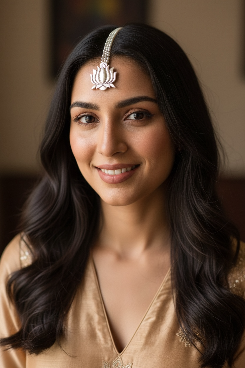 Lotus Design Silver Oxidised Mangtika