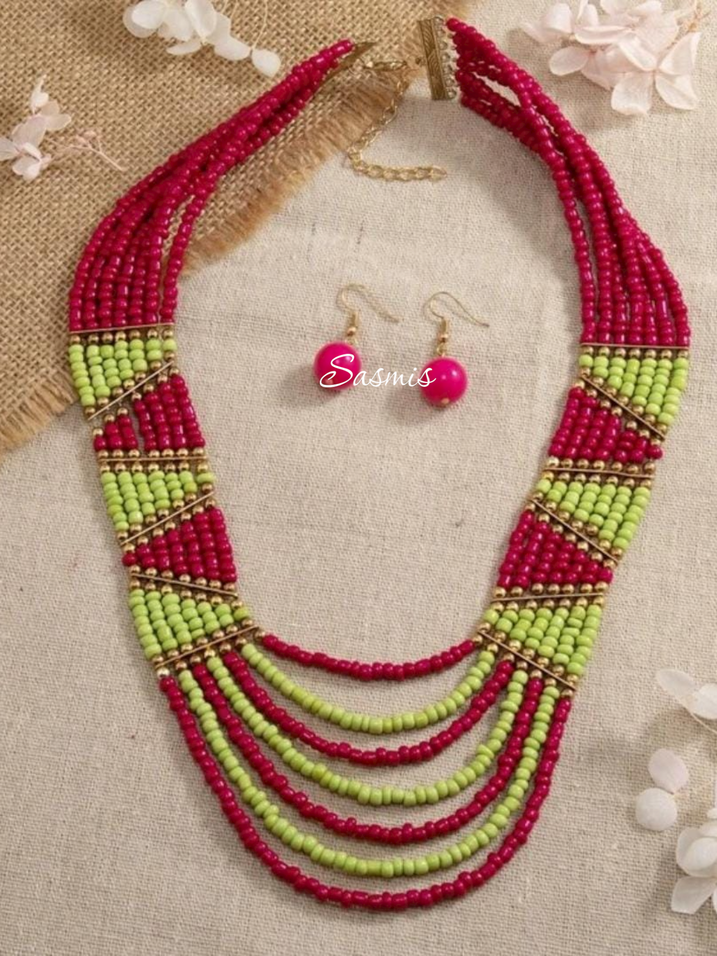 Beads Layer Necklace With Earrings