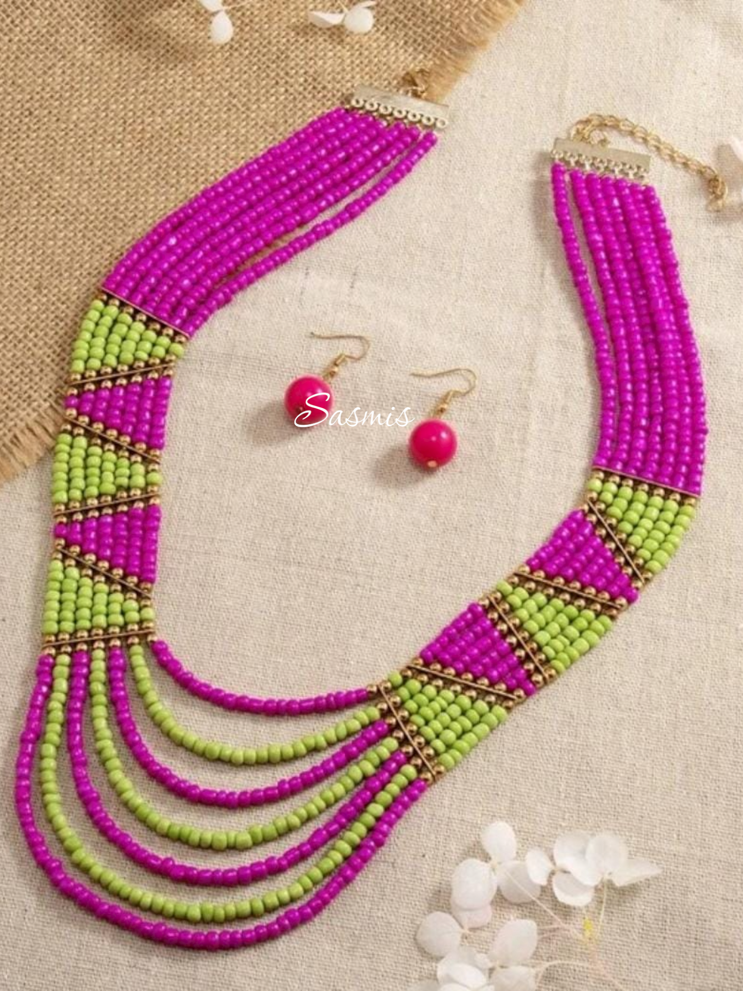 Beads Layer Necklace With Earrings