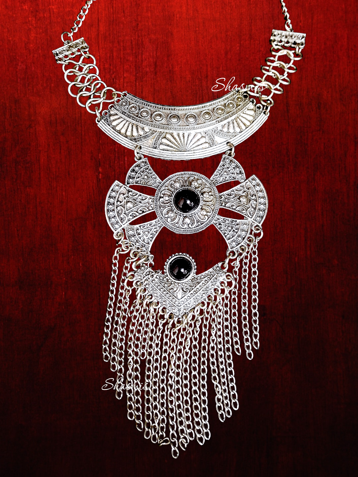 Black Stone Silver Necklace