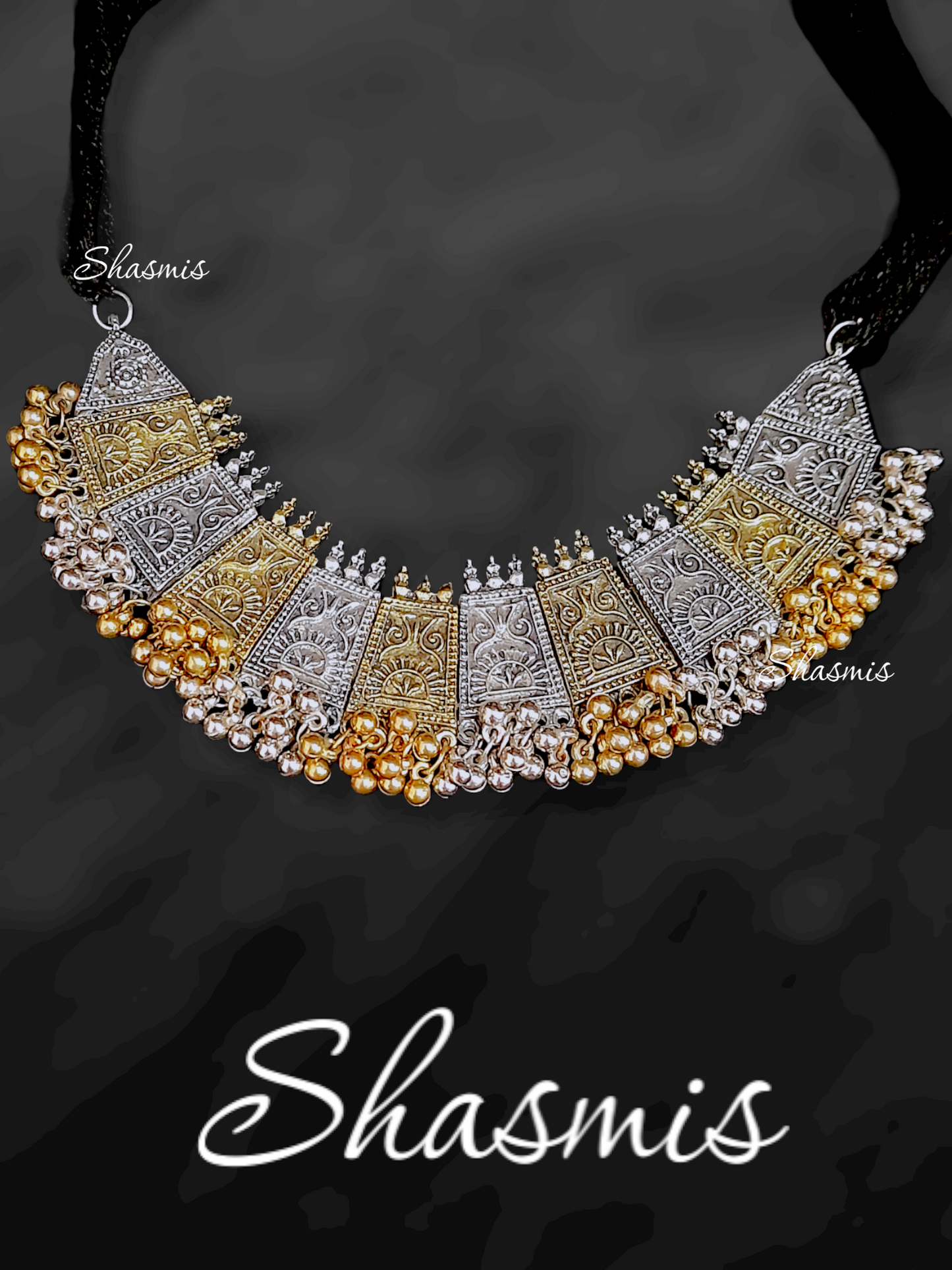 Silver And Gold With Ghungroo Necklace