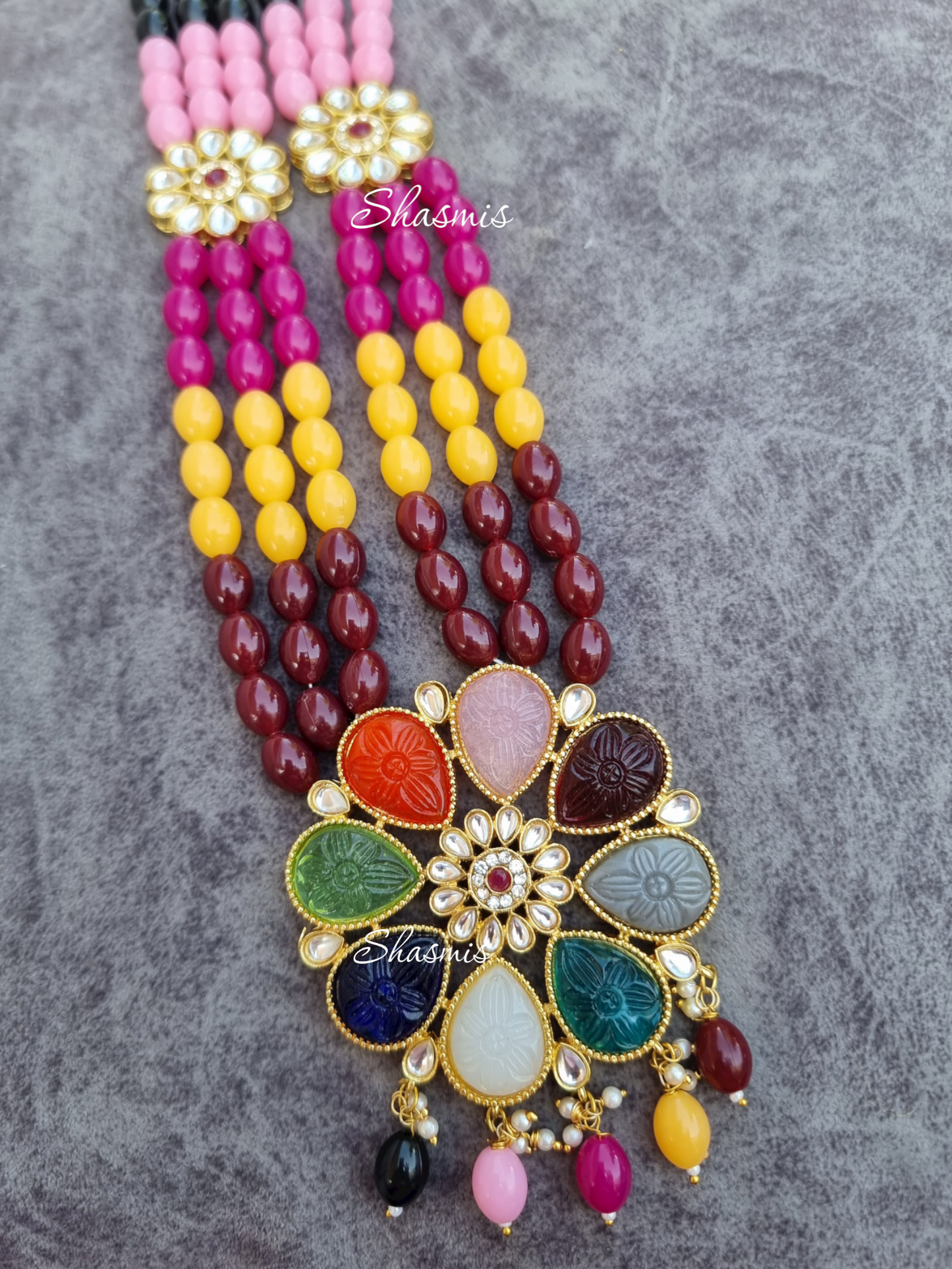 Navratan Stone With Beaded Necklace