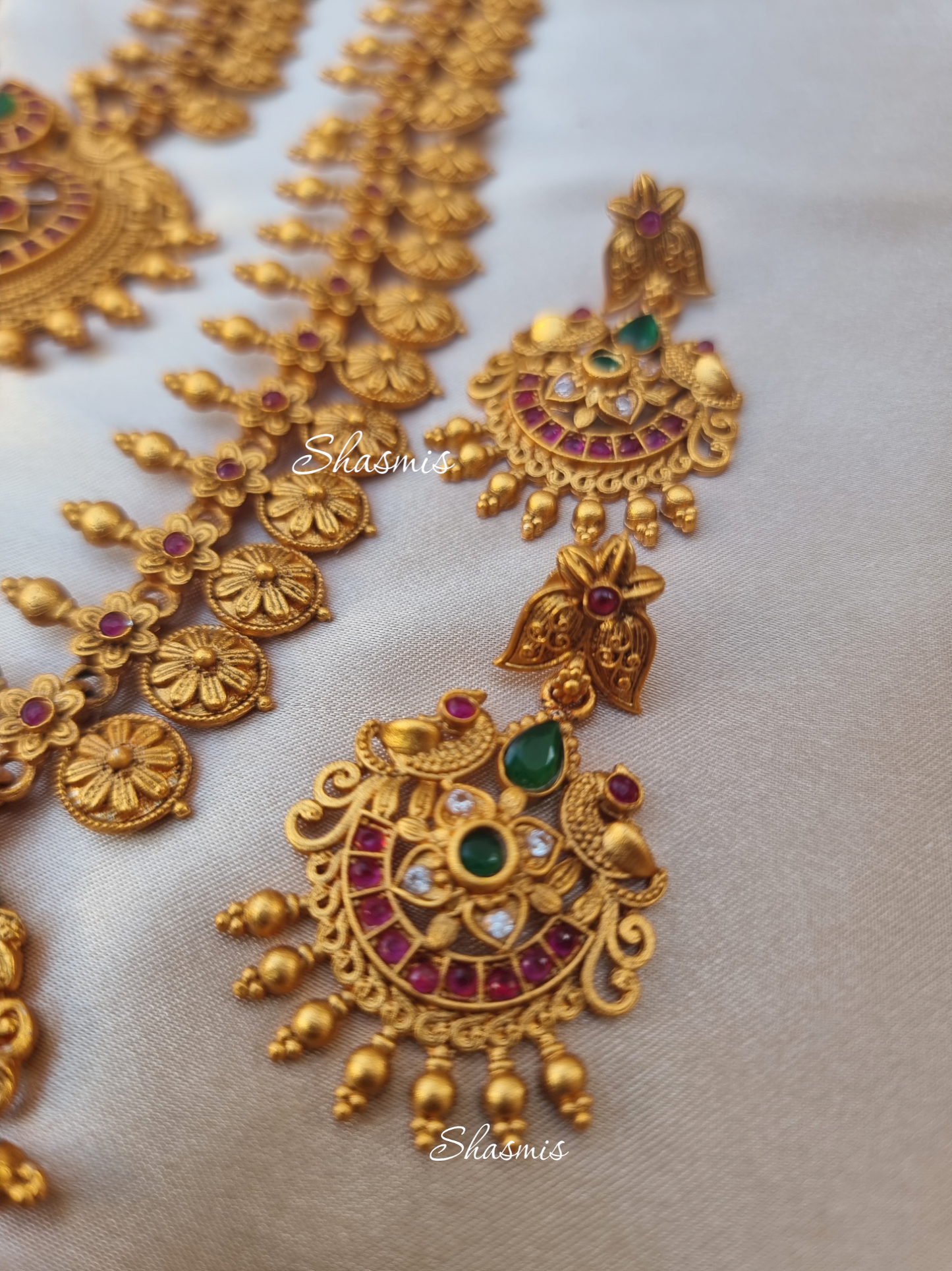Gold Plated Double Temple Necklace Jewellery With Earring