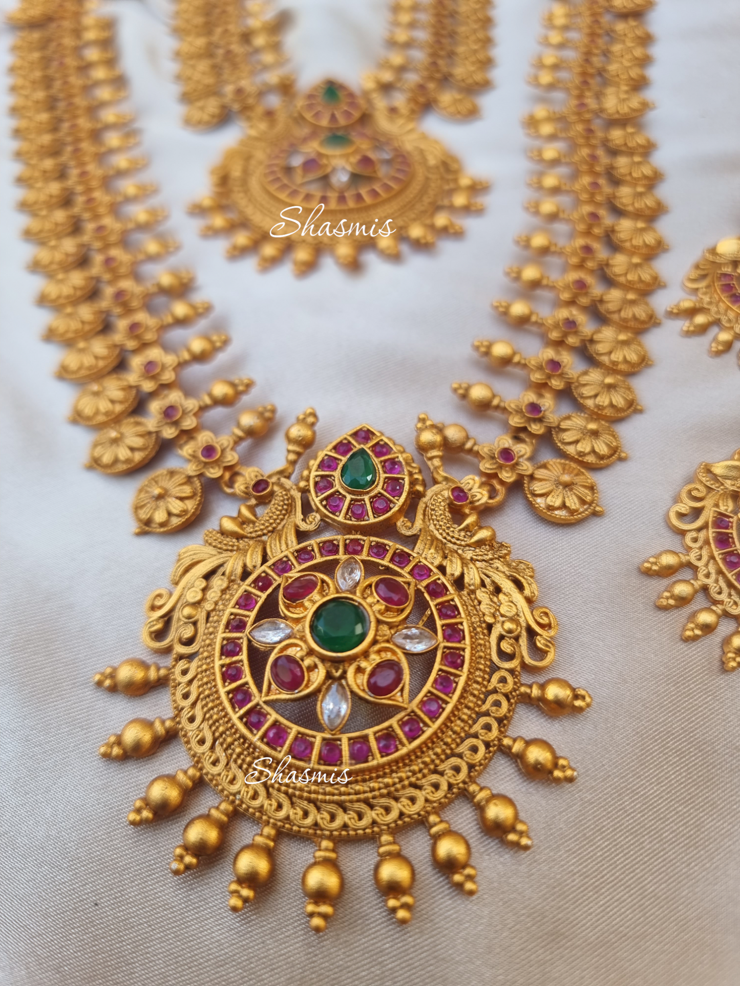 Gold Plated Double Temple Necklace Jewellery With Earring