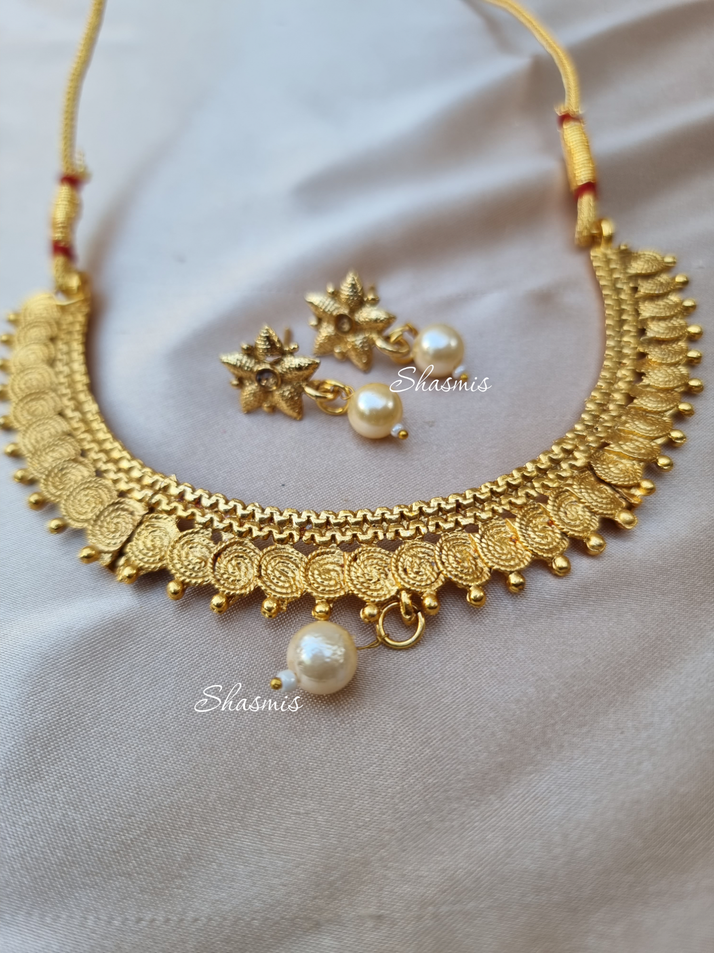 Coin Choker Temple Jewellery With Earrings