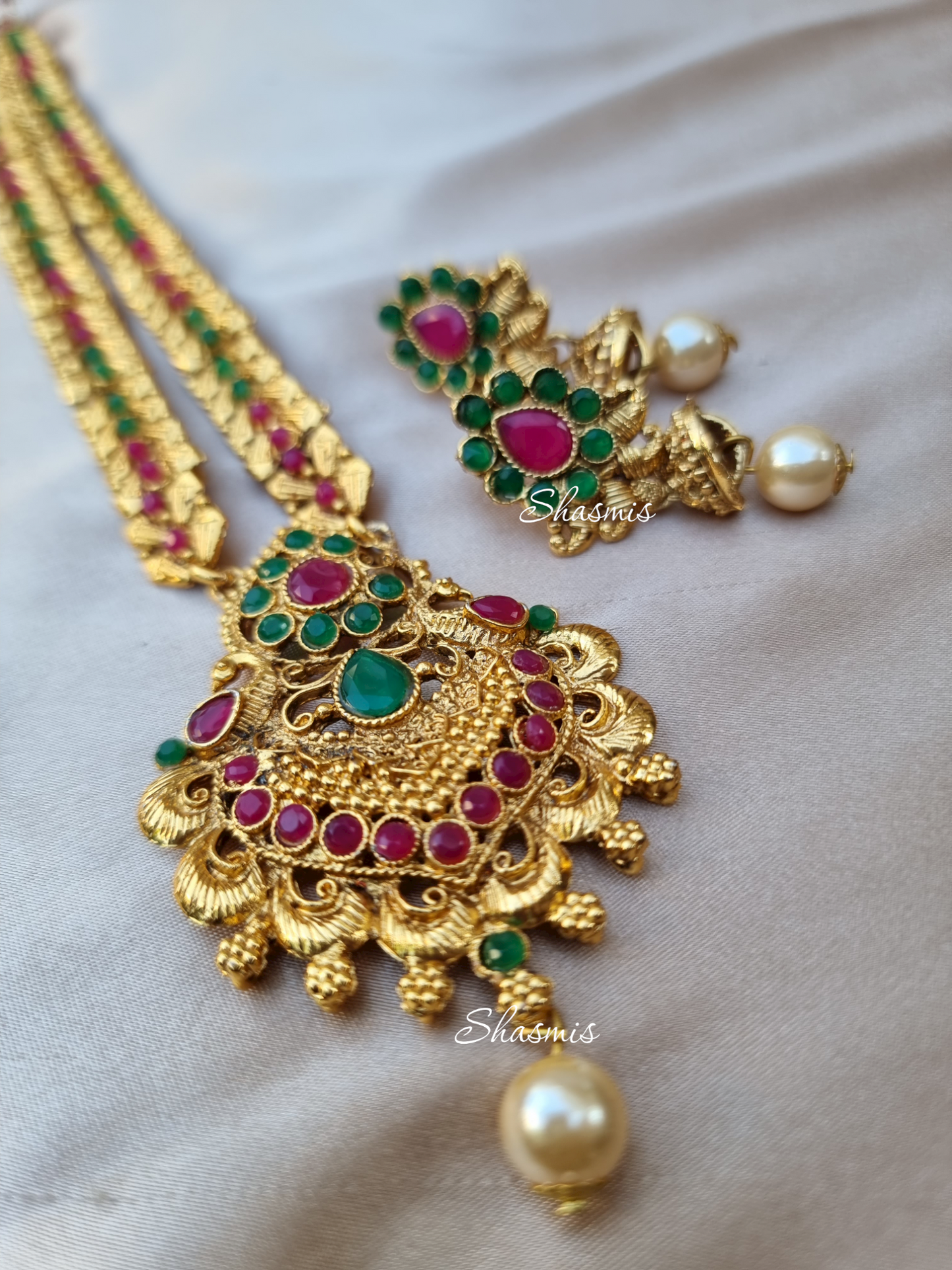 Long Temple Jewellery With Earrings