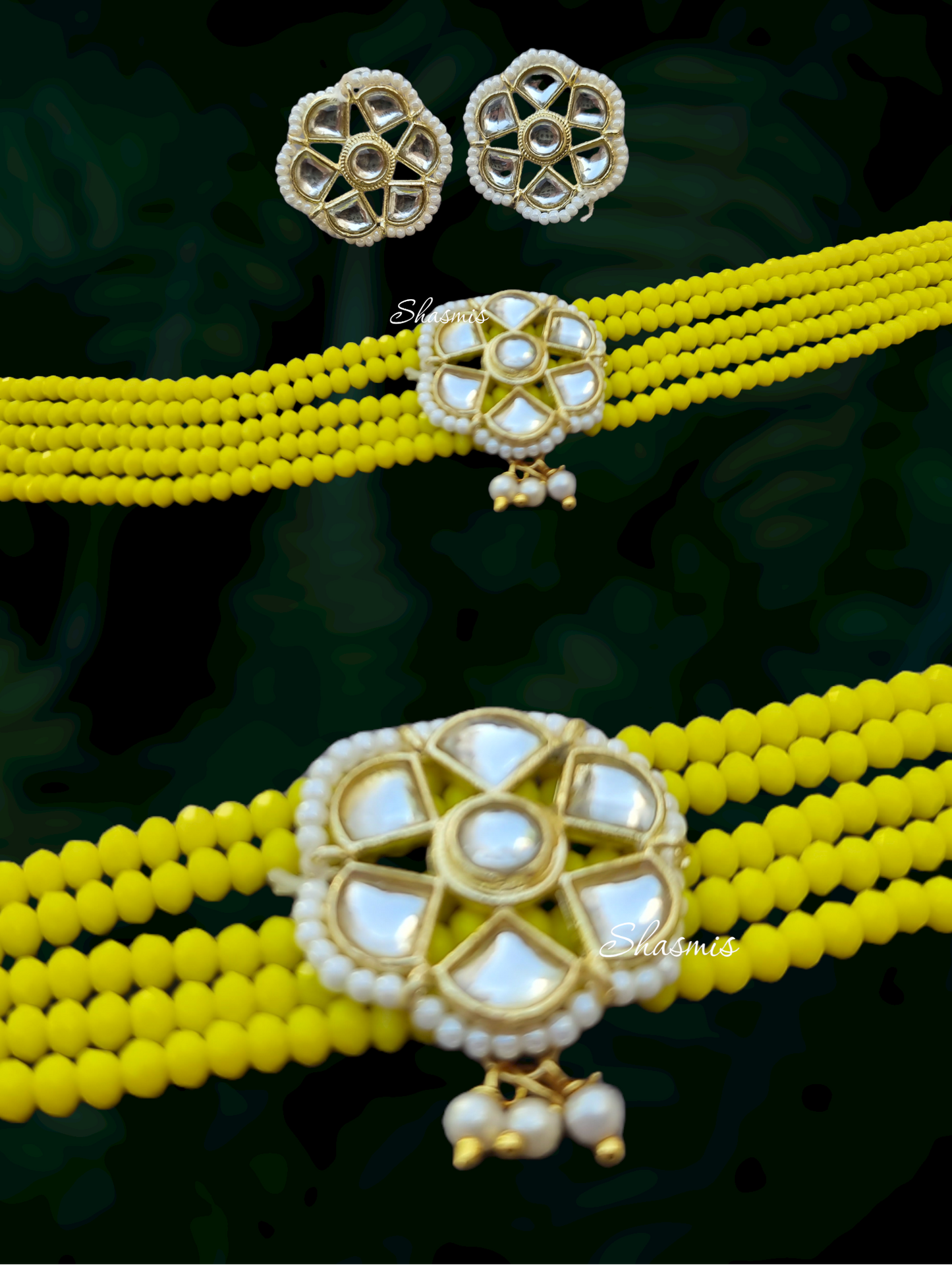 Pearl Kundan Necklace With Earrings