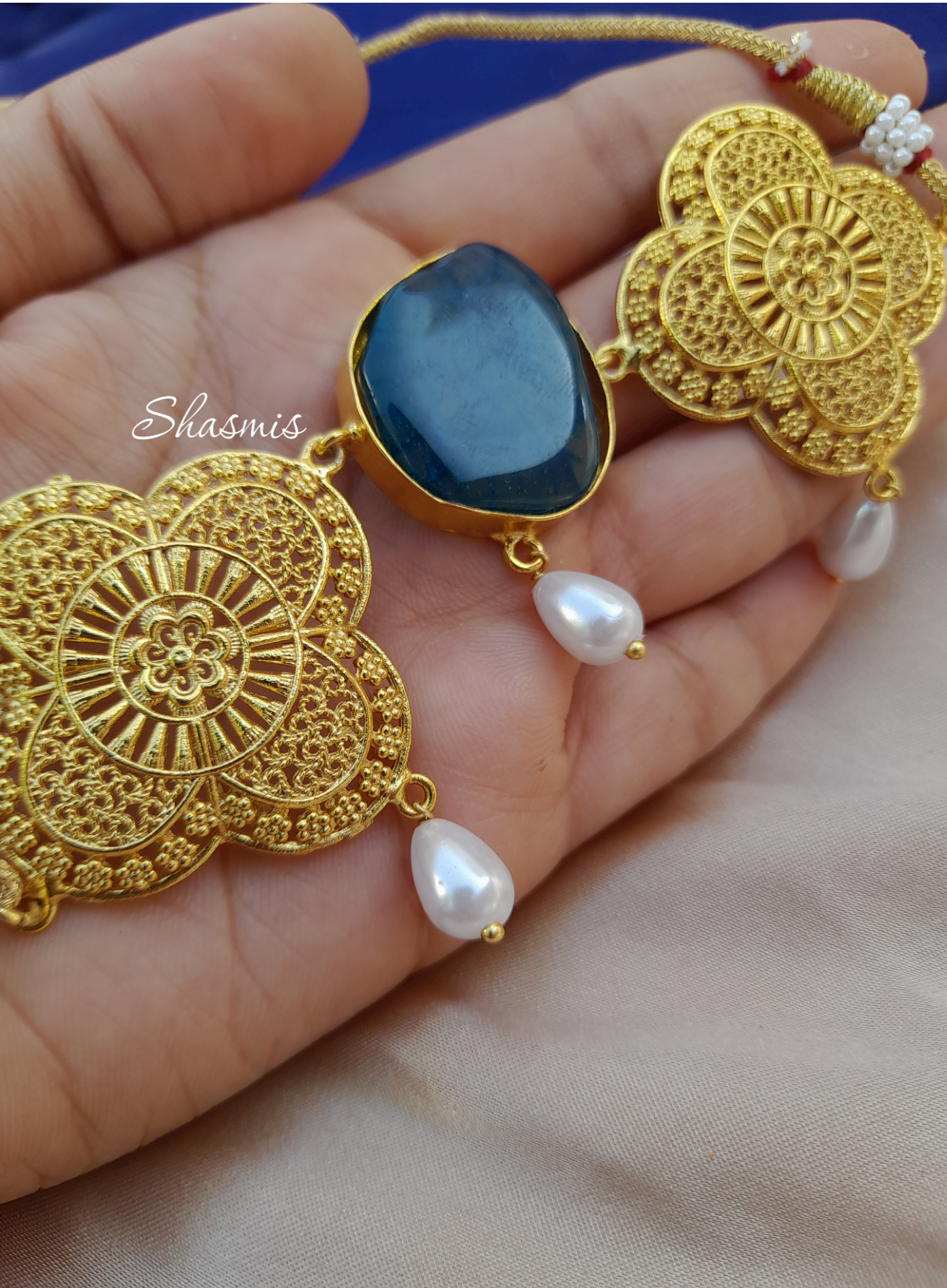 Blue Stone Gold Plated Necklace