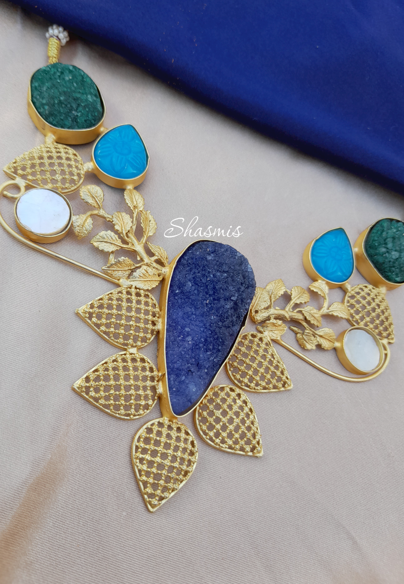 Blue Shade Druzy Statement Necklace