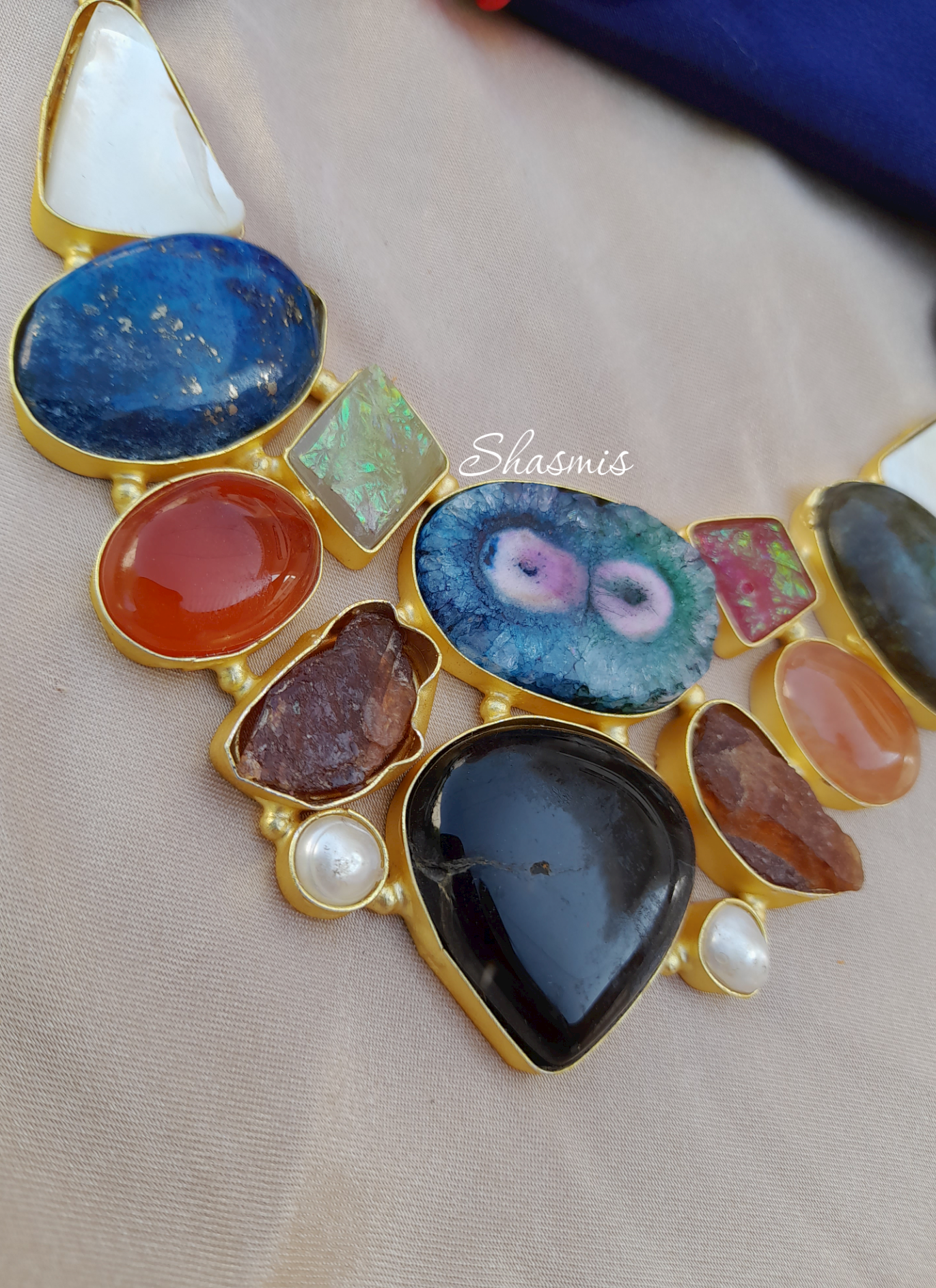 Druzy Stones and Mother of Pearl Necklace