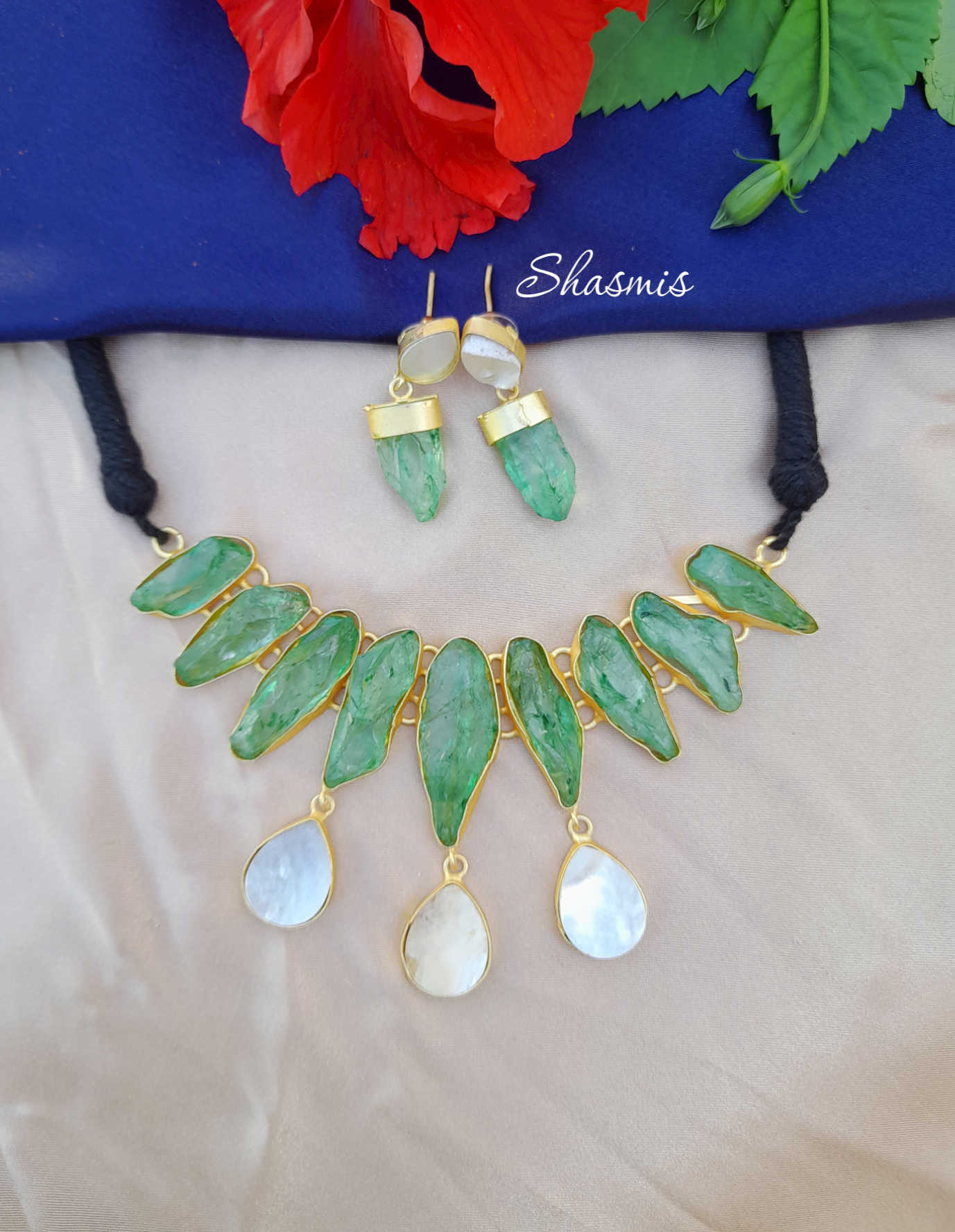 Sea Green Color Druzy Statement Necklace
