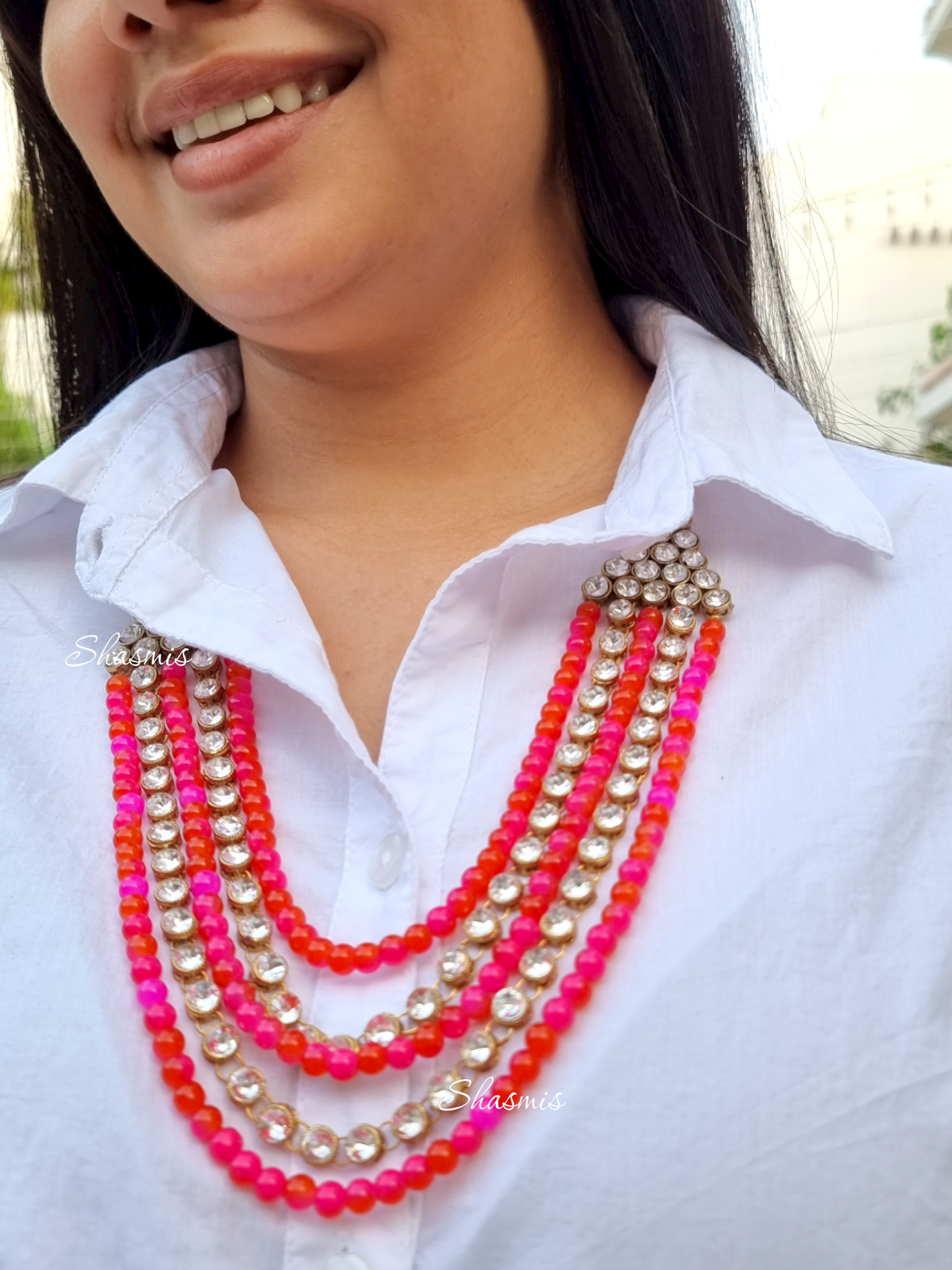Multi Layer Beads With Stones Necklace