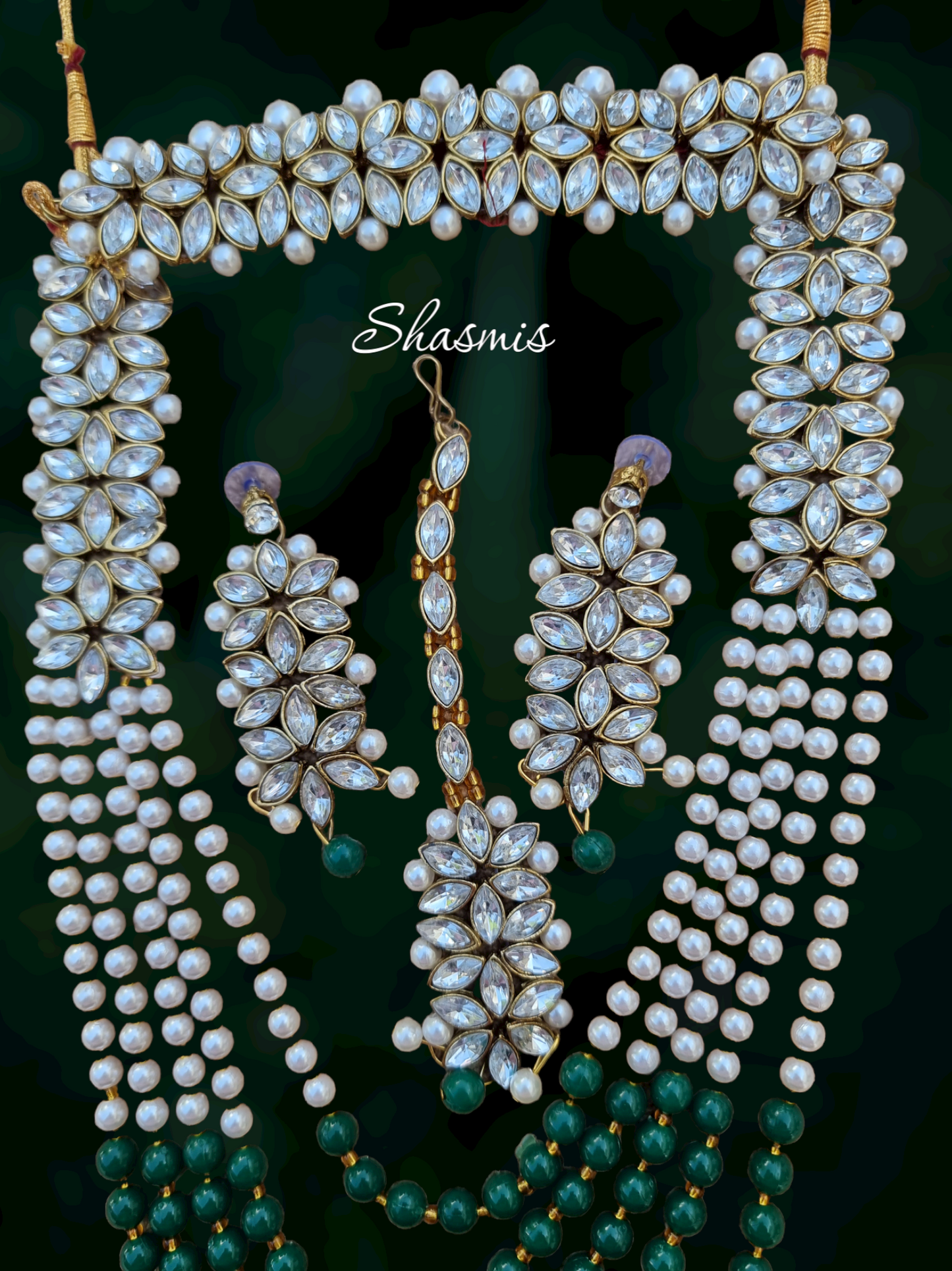 Long Kundan Glass Necklace