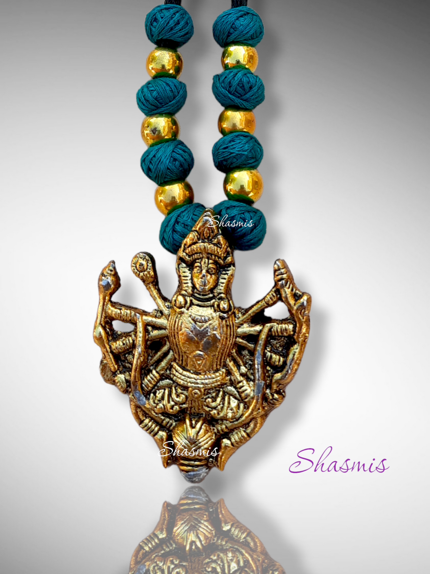 Long Durga Oxidised Art Necklace