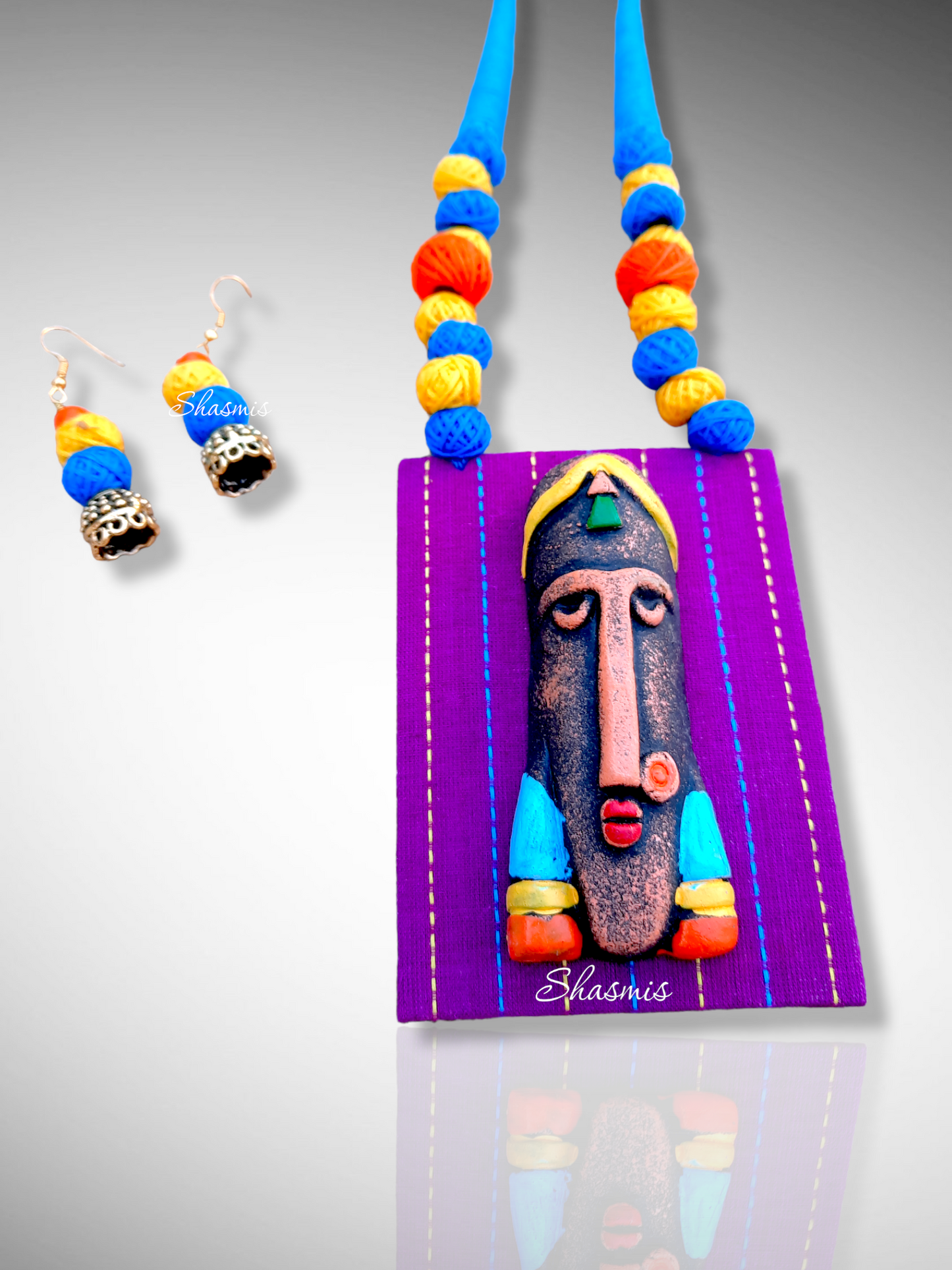 Oil Pinted Wooden Art Jewellery Necklace