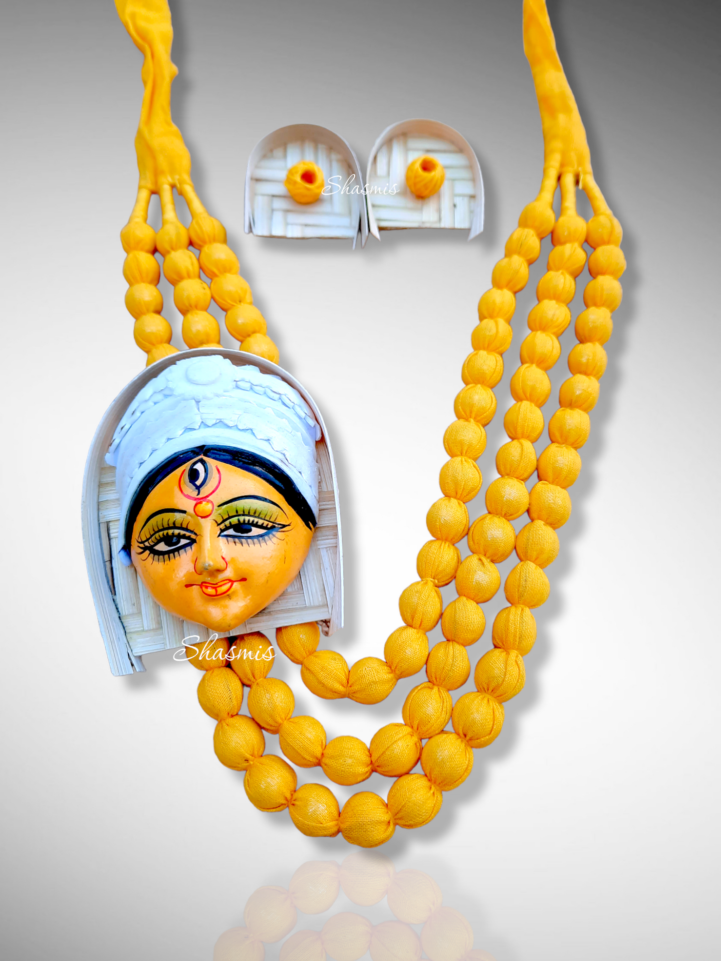 Yellow Tread Durga Puja Necklace