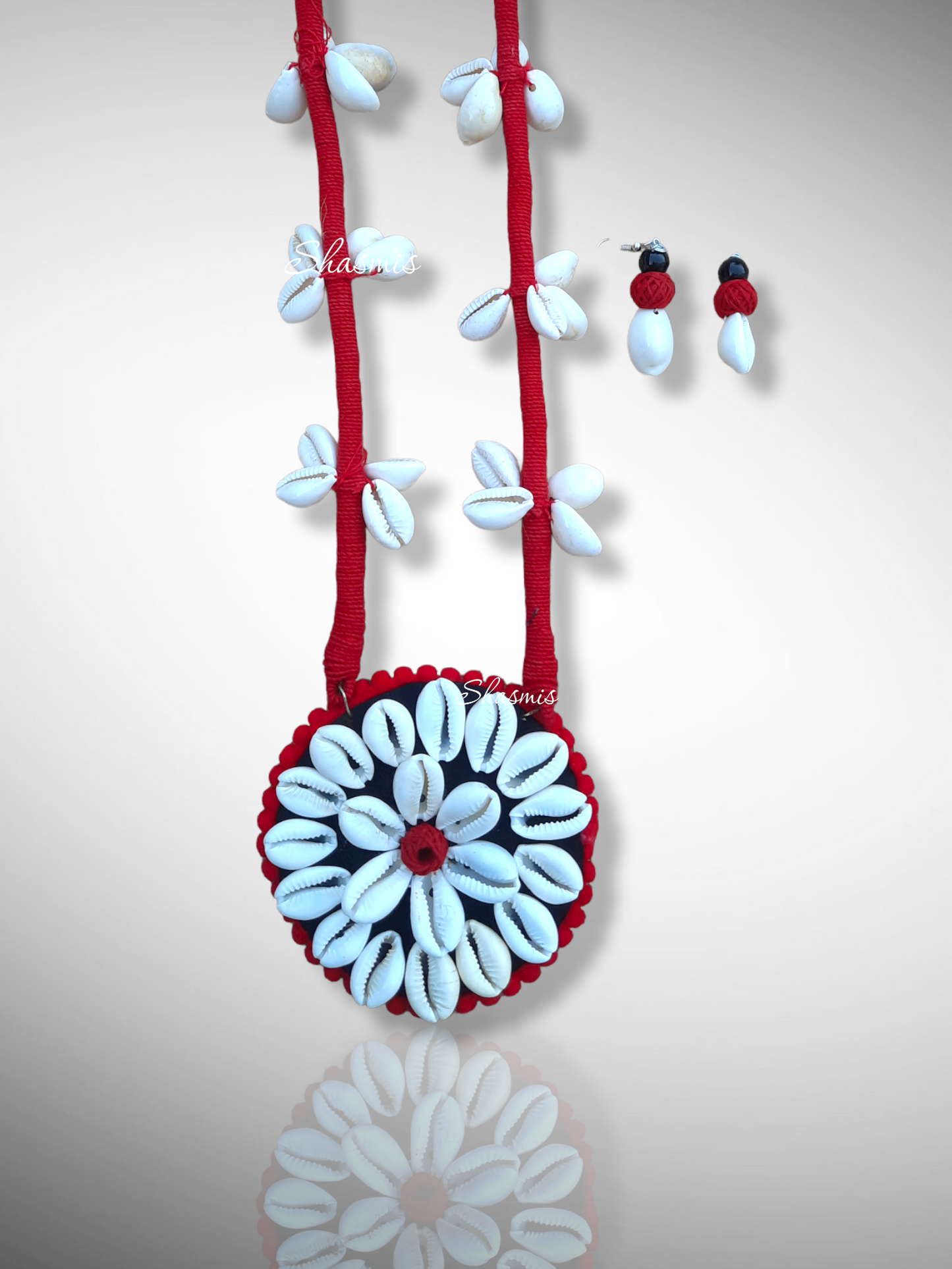 Long Fabric Necklace With Kaudi Work