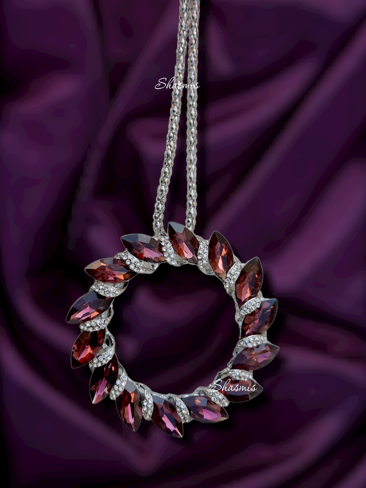 Purple Stone Long Chain Necklace