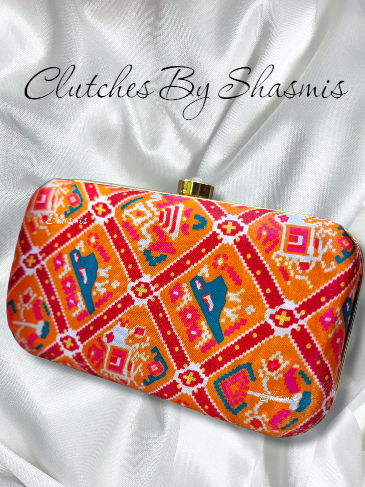 Printed Patola Silk Fabric Designer Clutches
