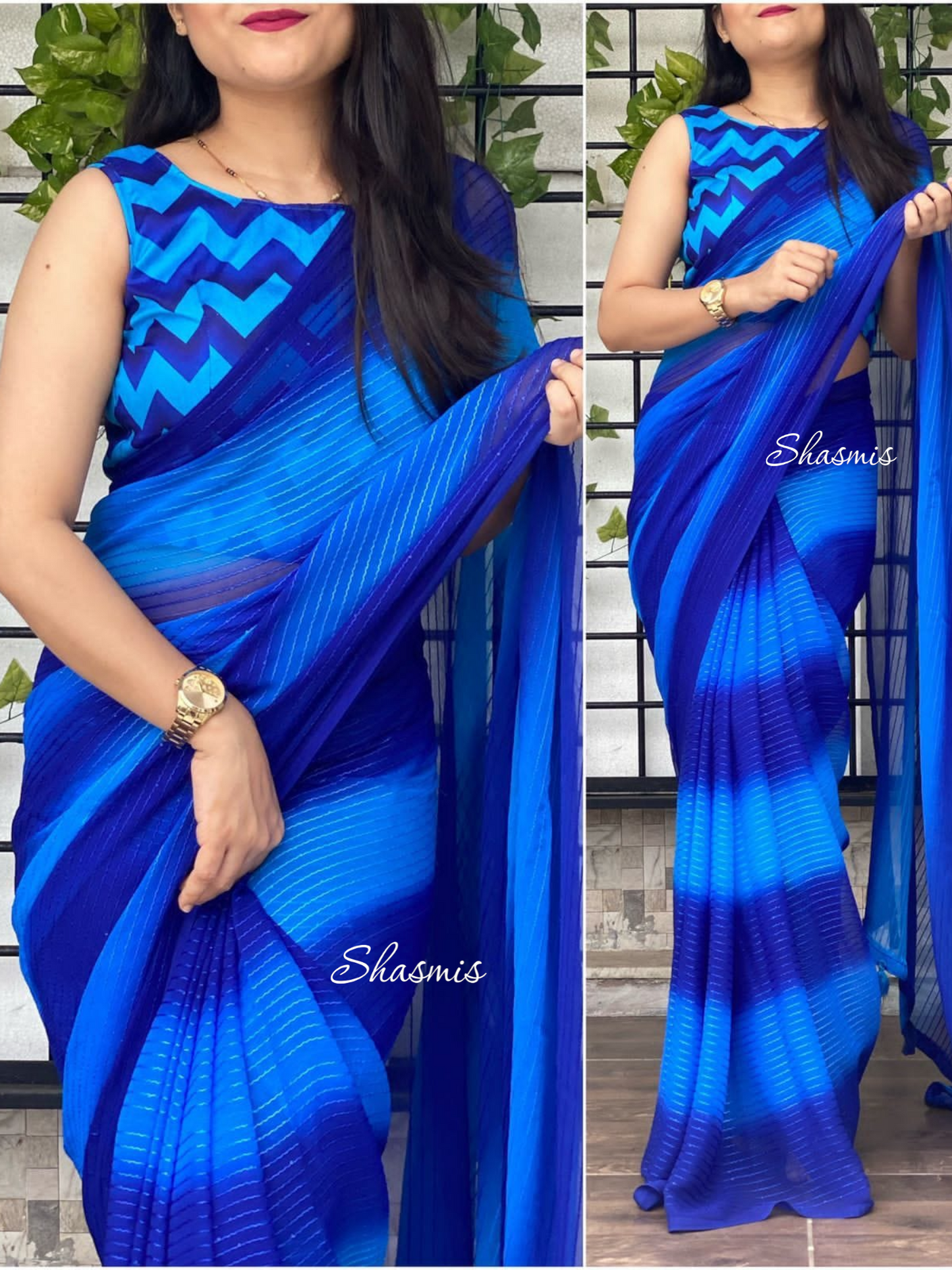 Party Wear Blue Shade Silk Saree