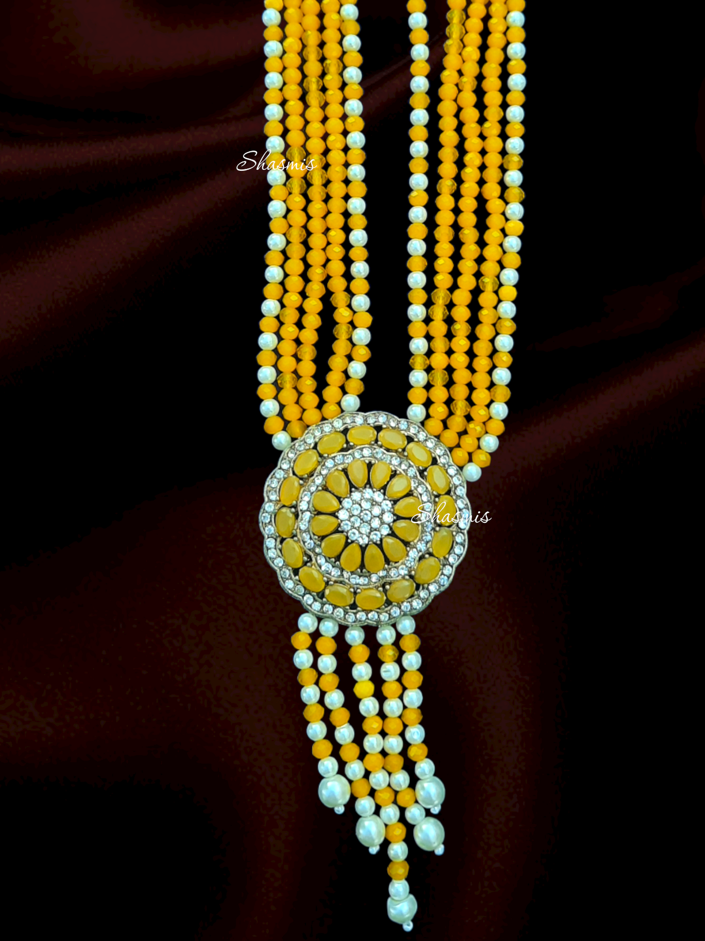 Yellow Color Rheinstone Necklace