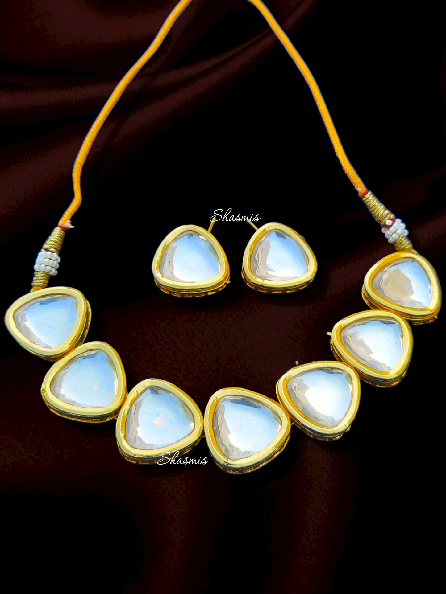 Kundan With Back Side Meenakari Necklace With Earrings