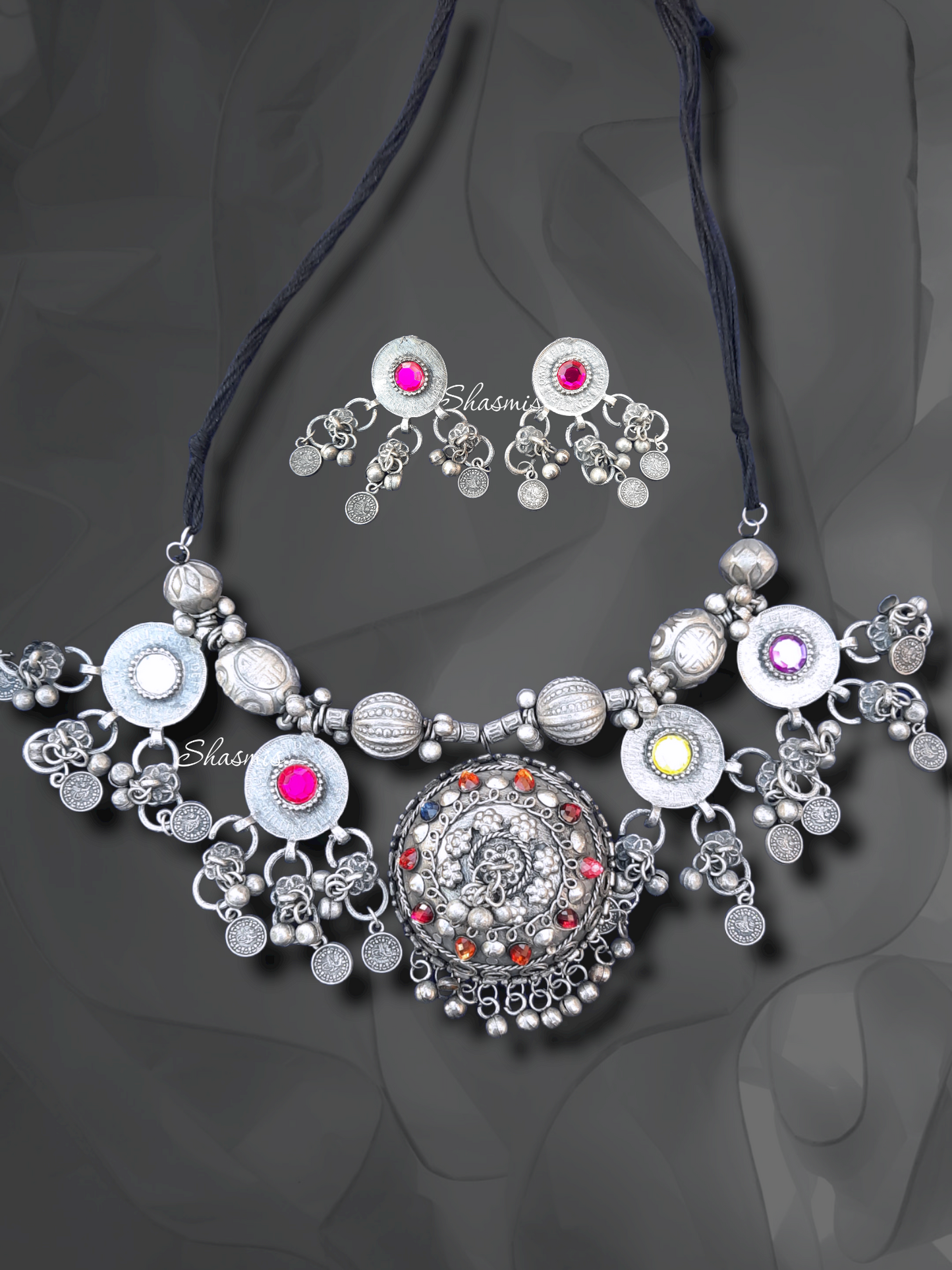 Afghani Oxidised Necklace With Earrings