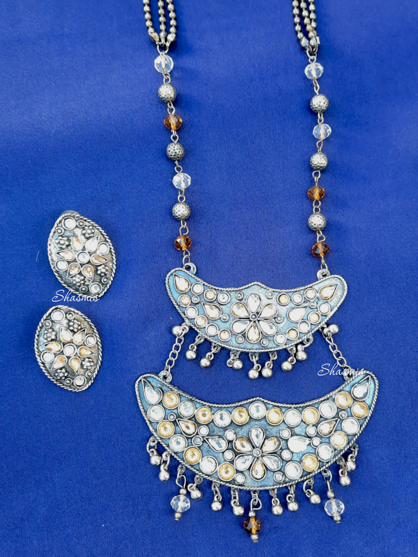 Oxidised Double Layer Pendent Necklace
