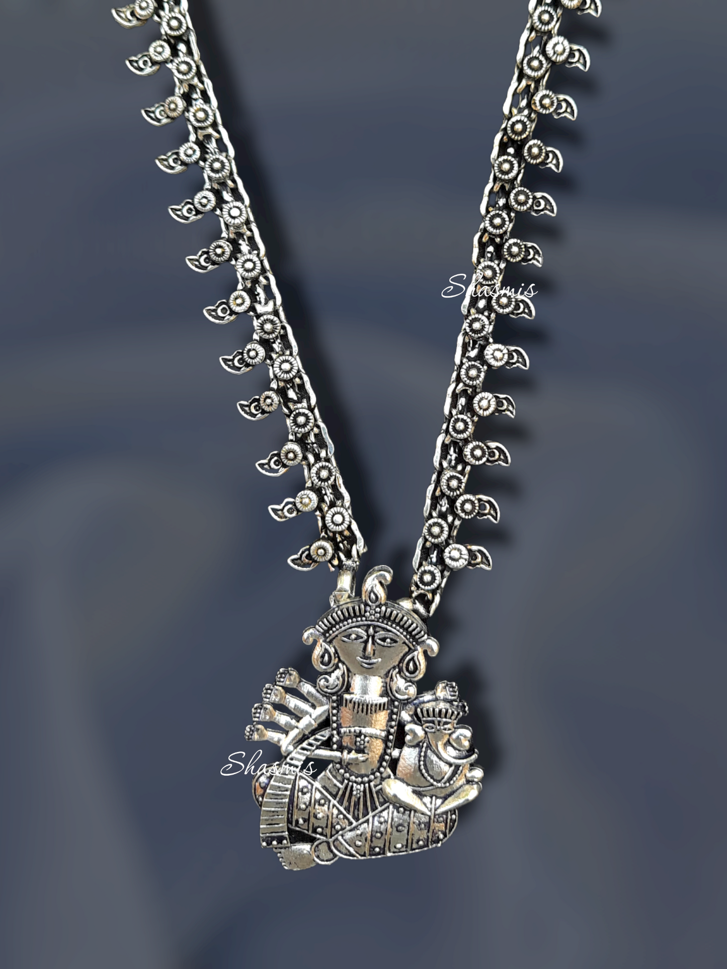 Ganpatti Design Long Oxidised Necklace