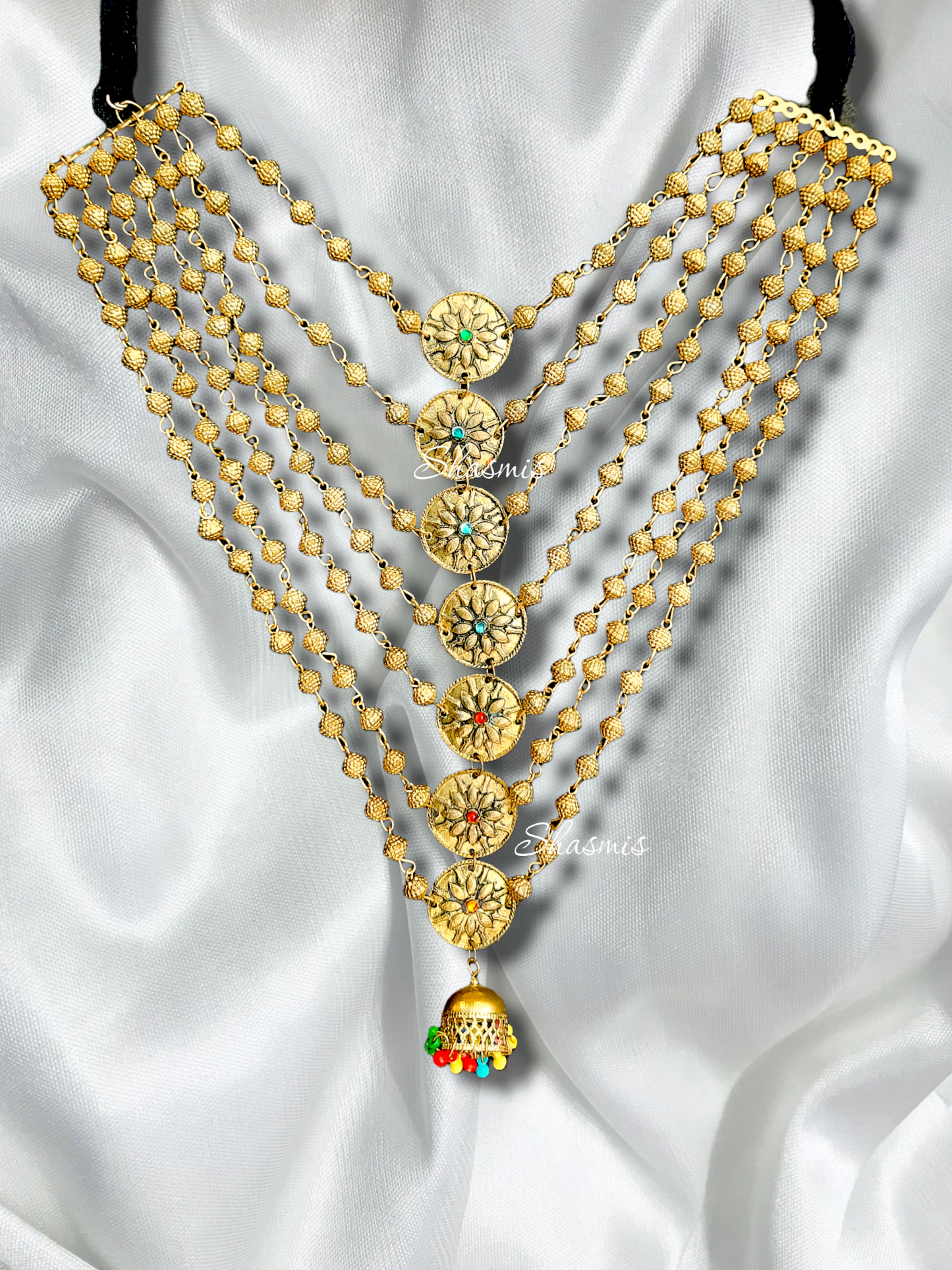 Golden Plating Long Layer Rani Har Necklace