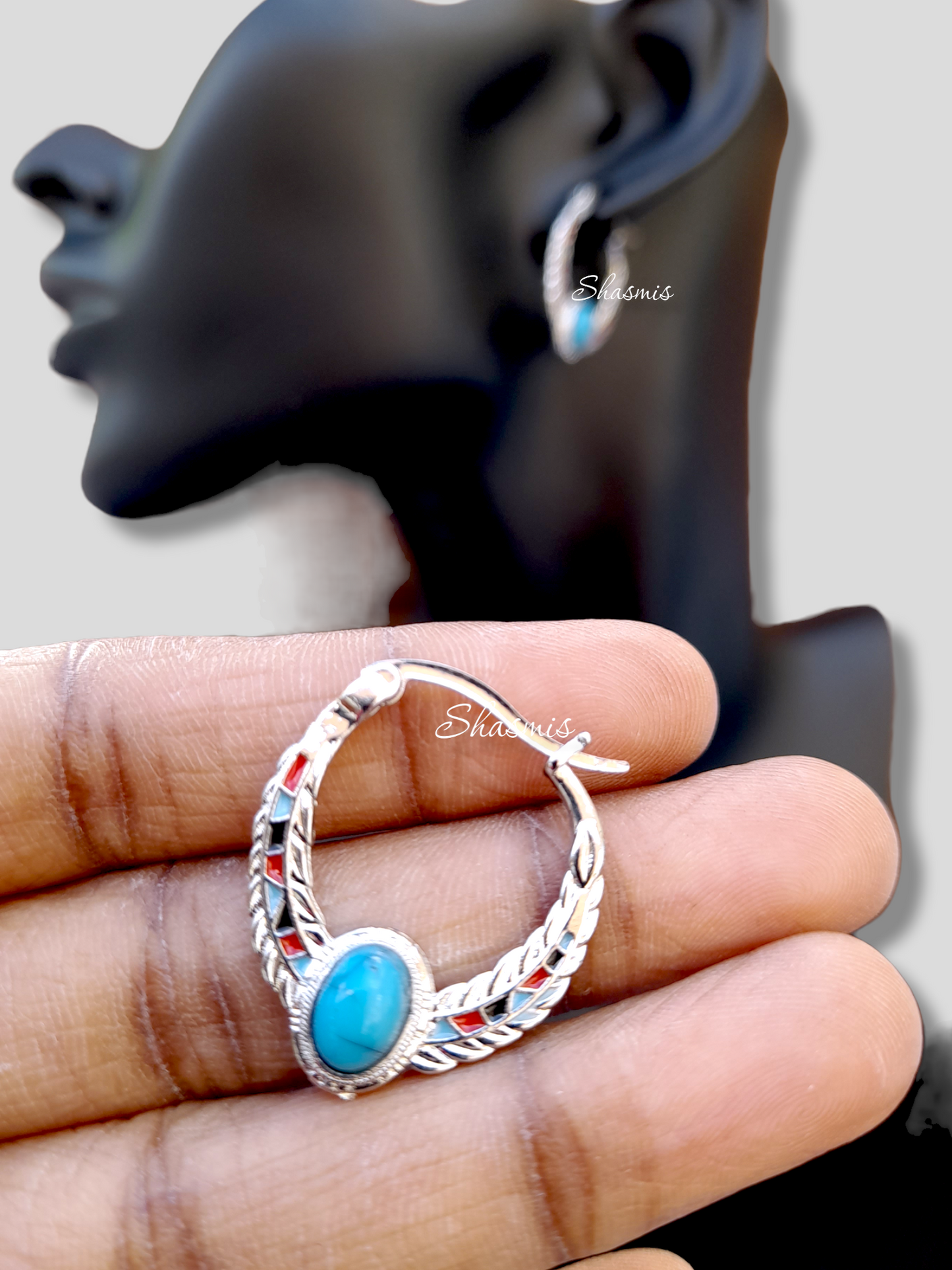 Turquoise Centre stone Silver Earrings