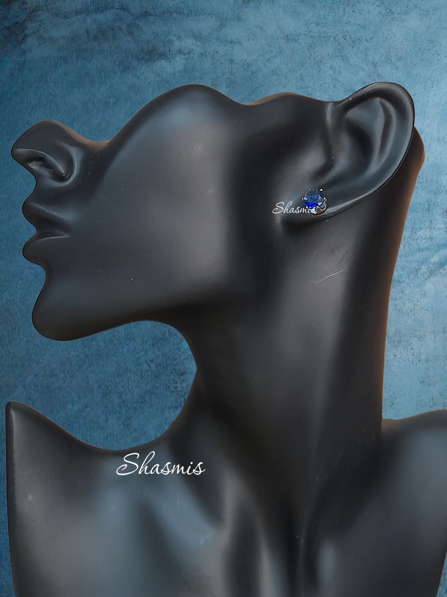 Blue Diamond Stud Earrings
