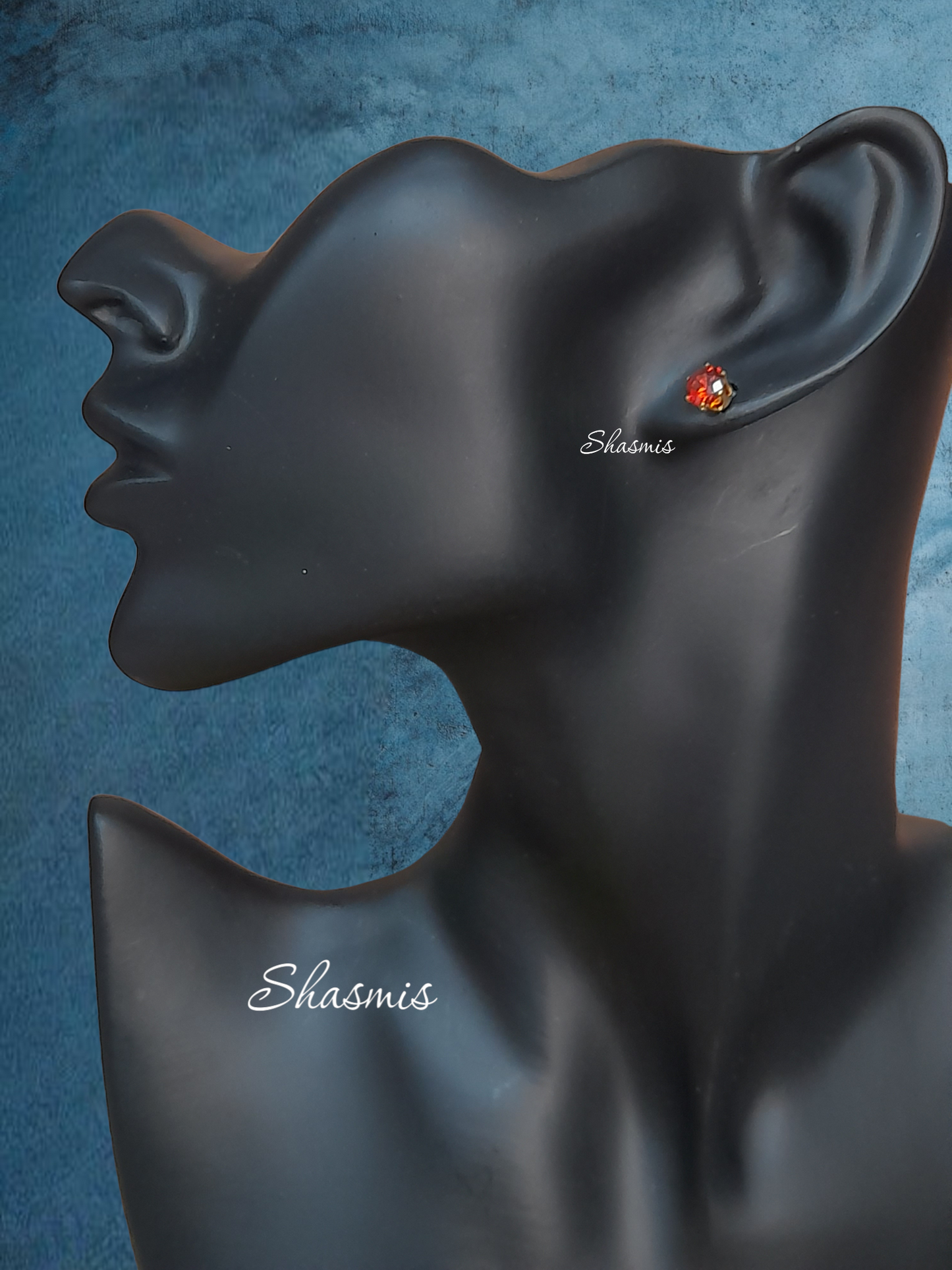 Red Diamond Stud Earrings