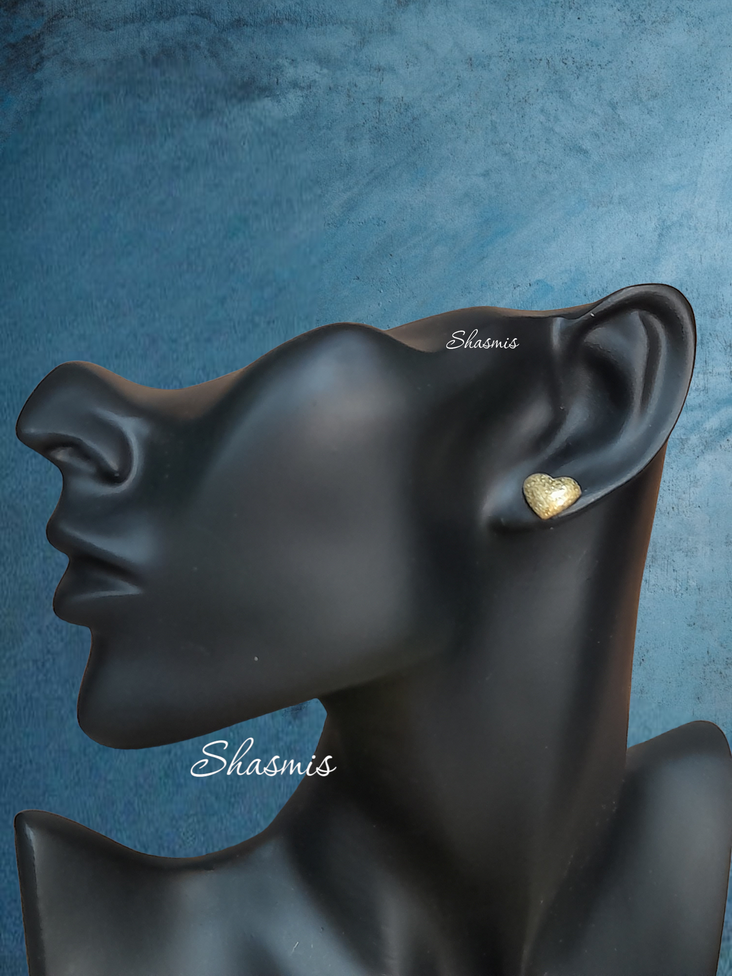 Heart Shape Golden Stud Earrings