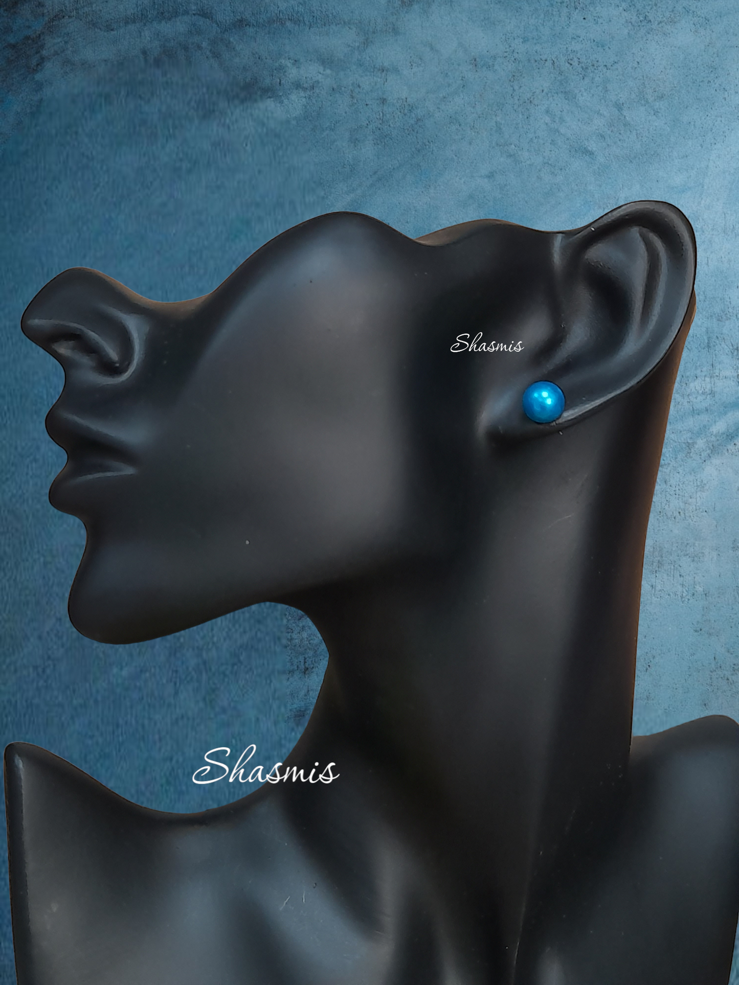 Blue Pearl Stud Earrings