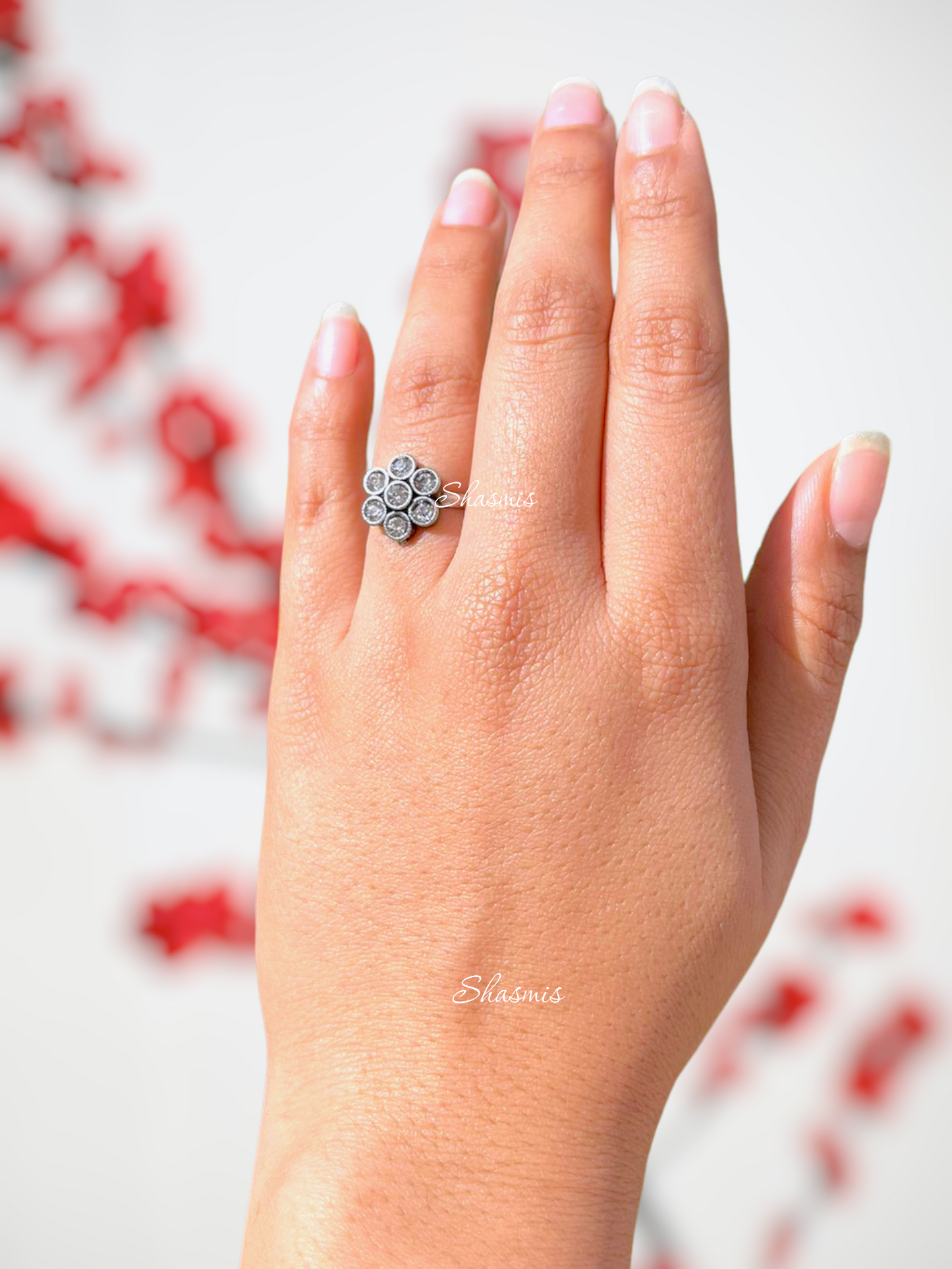 Clear Diamond Silver Ring