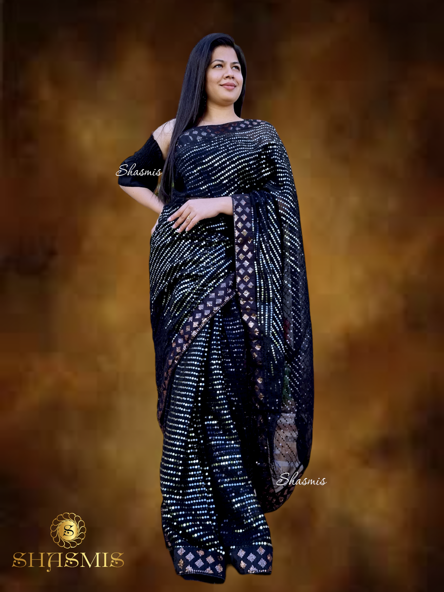 Golden Sequence Fashionable Silk Saree With Embroidery Lace