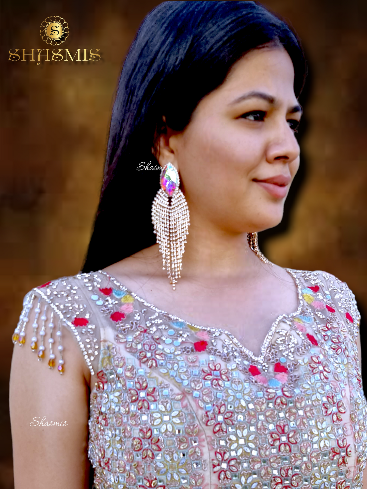 Diamond Long Drop Fashionable Earrings