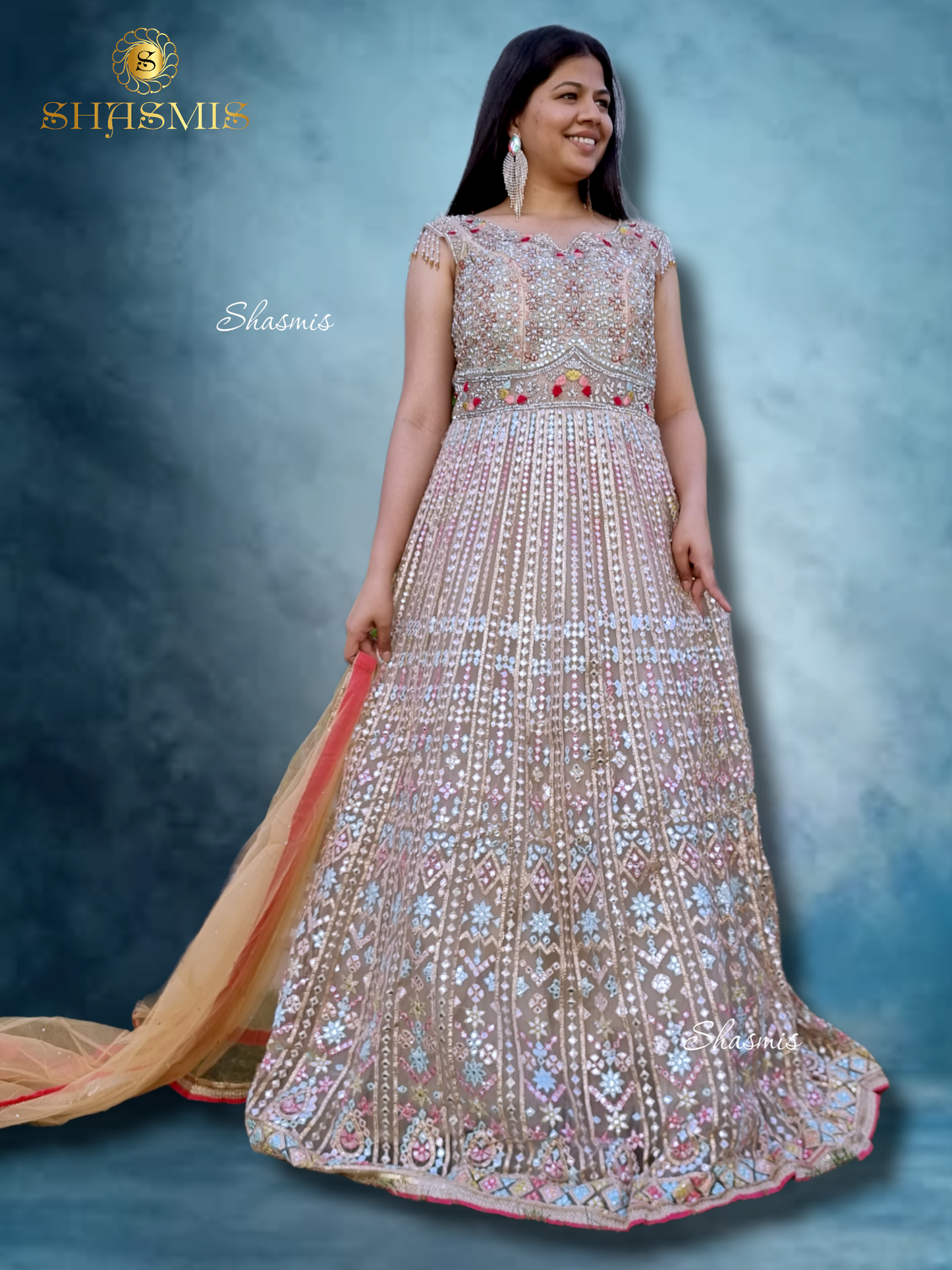 Multi Color Sequence Work Gown