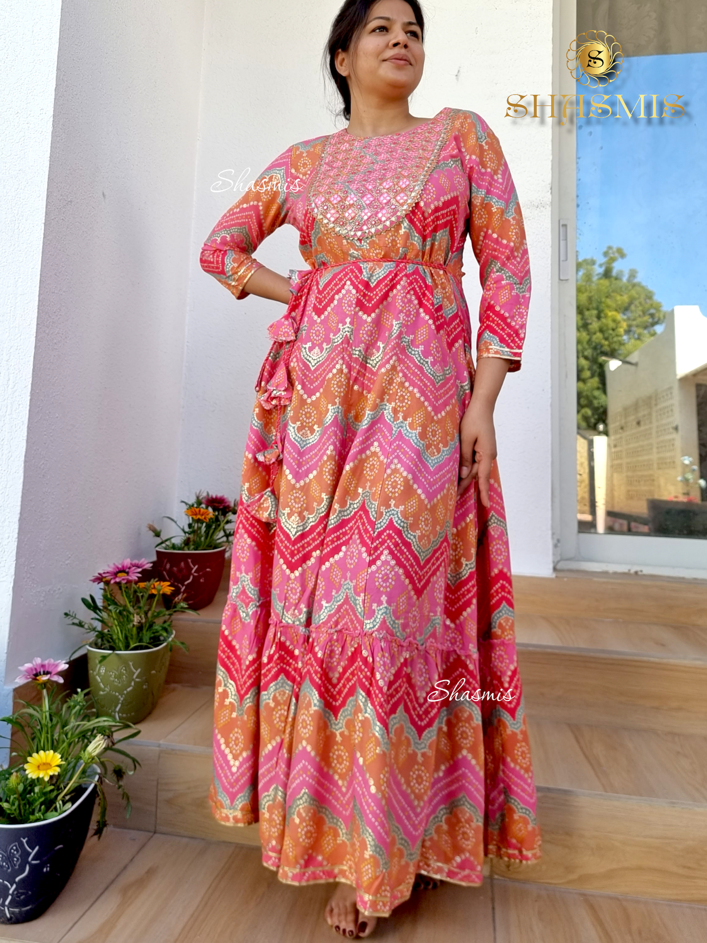 Pink Color Long Dress With Sequence On Choli