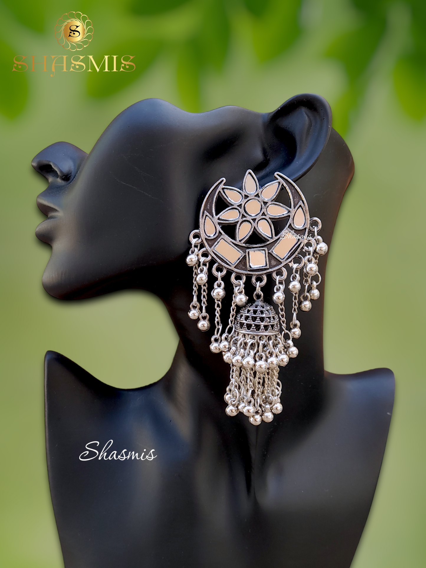 Chand Bali Silver Mirror Earrings