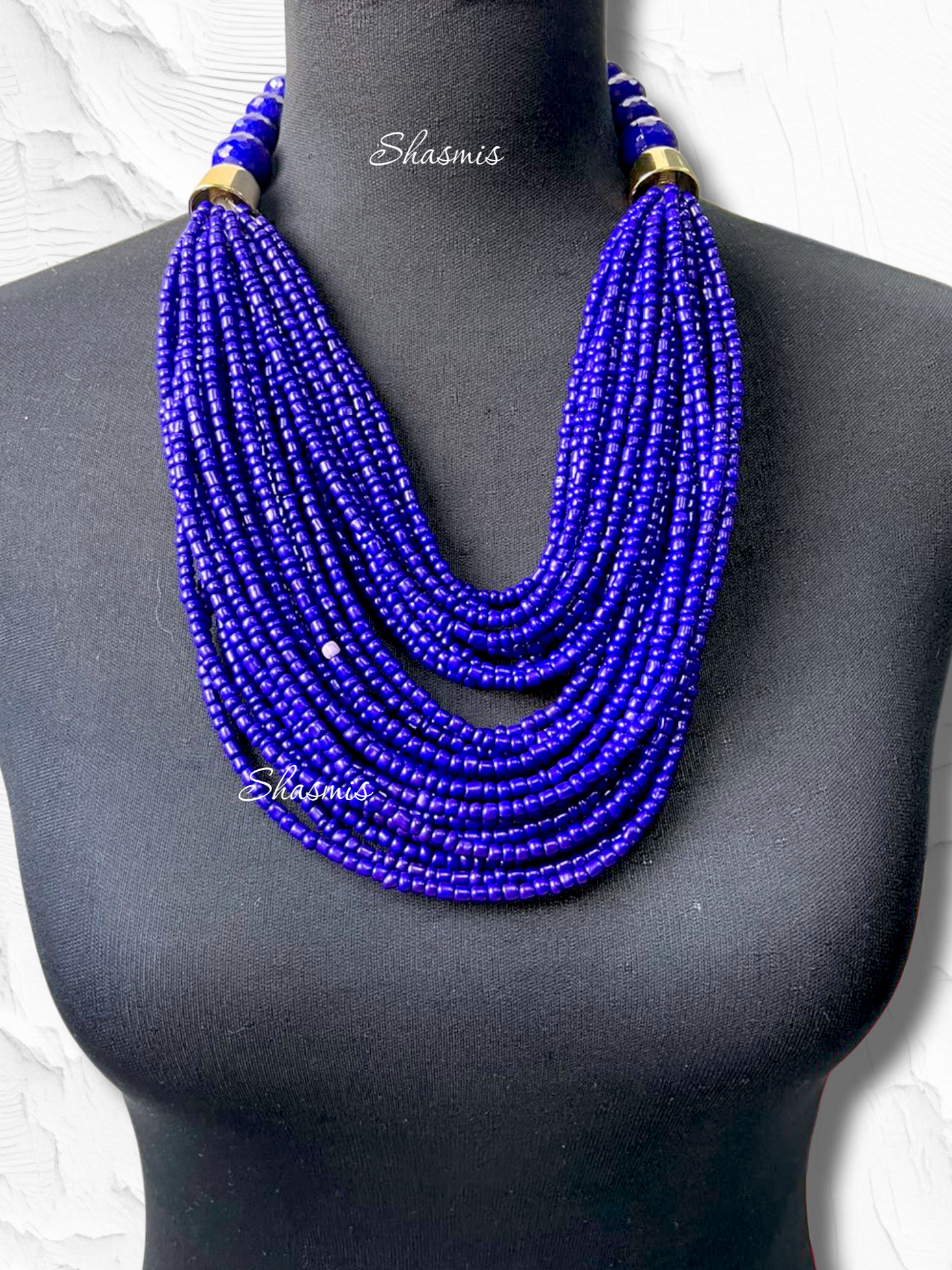 Violet Color Long Layer Beads Necklace With Earrings