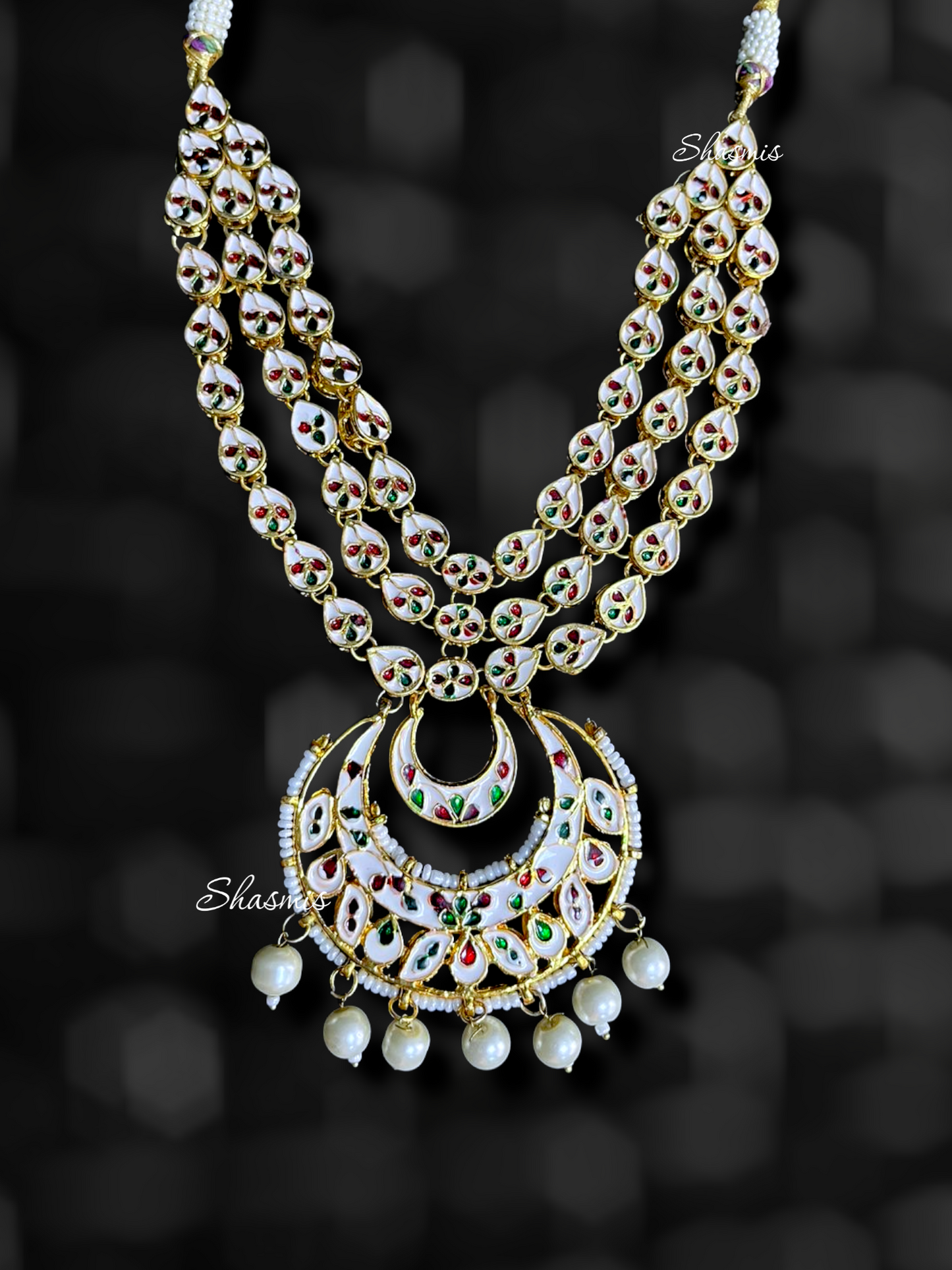 Kundan Necklace, Back Side Meenakari With Earrings And Mangtika