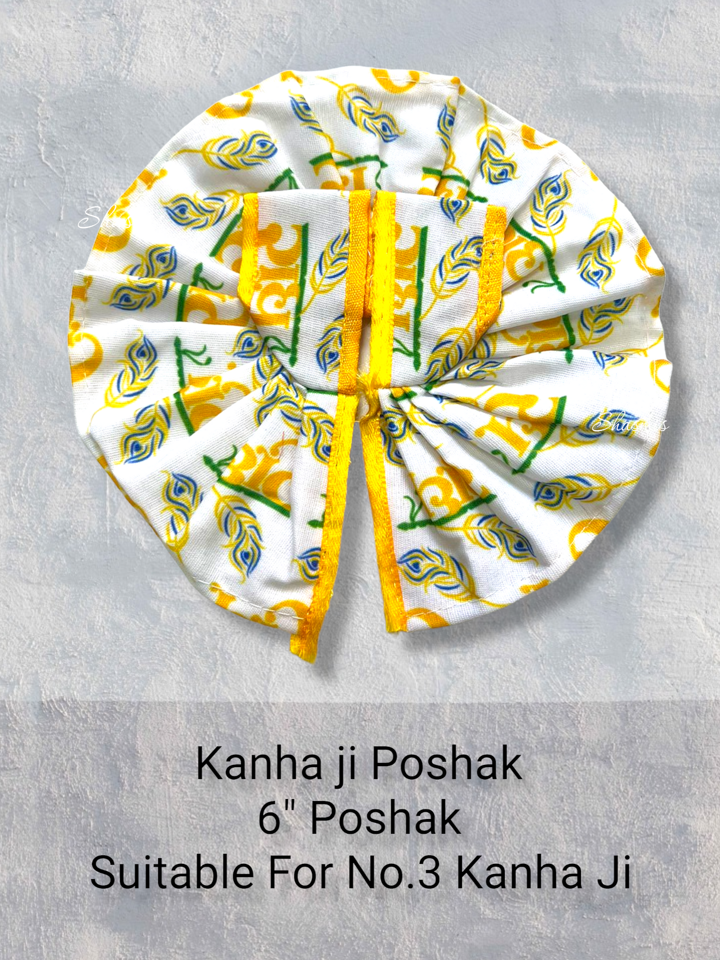 White Color Cotton With Yellow Printed Design Kanha Ji Poshak