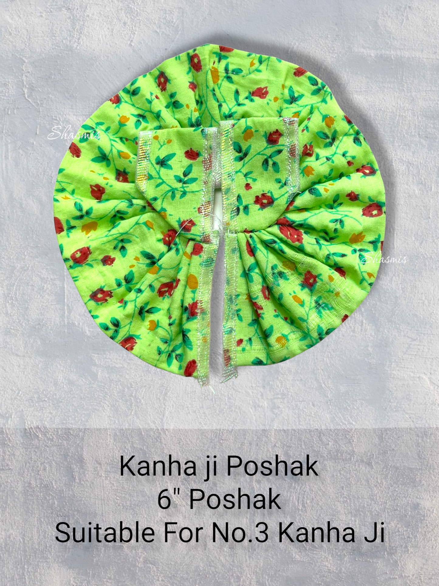 Green Color Flower Printed Design Kanha Ji Poshak