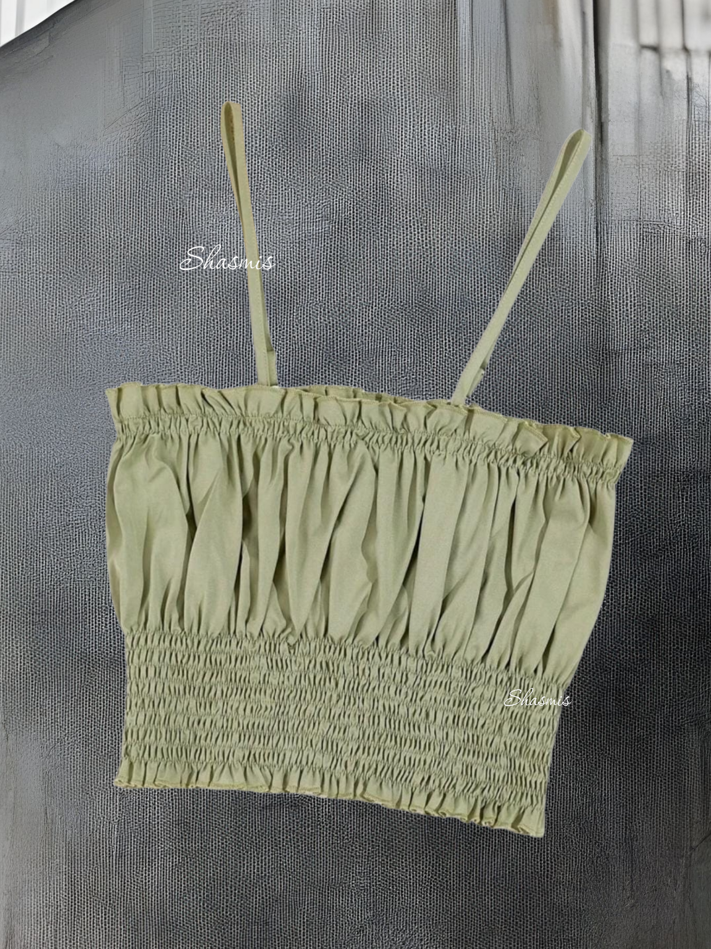 Olive Color Strap Top/ Blouse