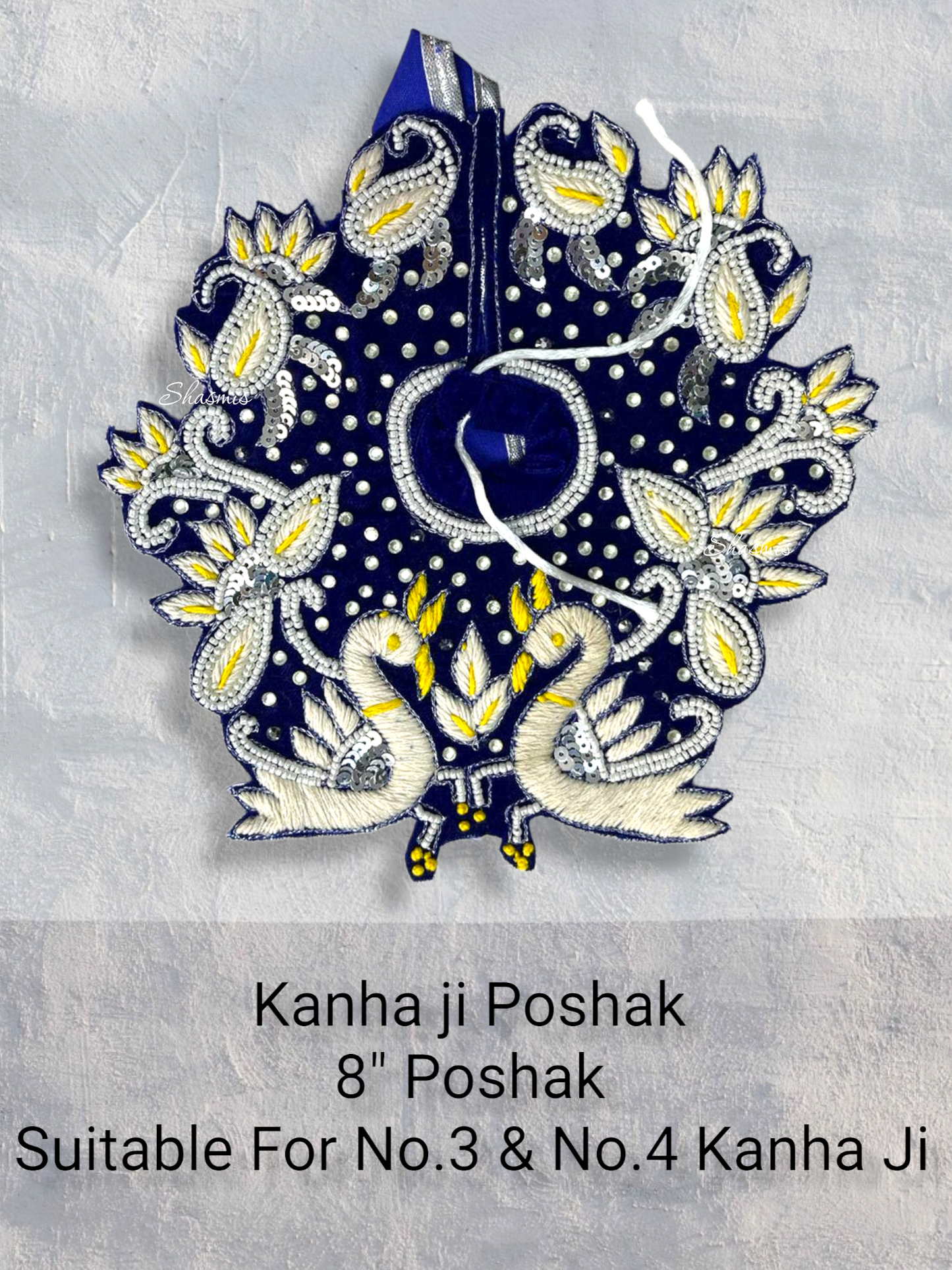 Blue Velvet Design Sequence Kanha Ji Poshak