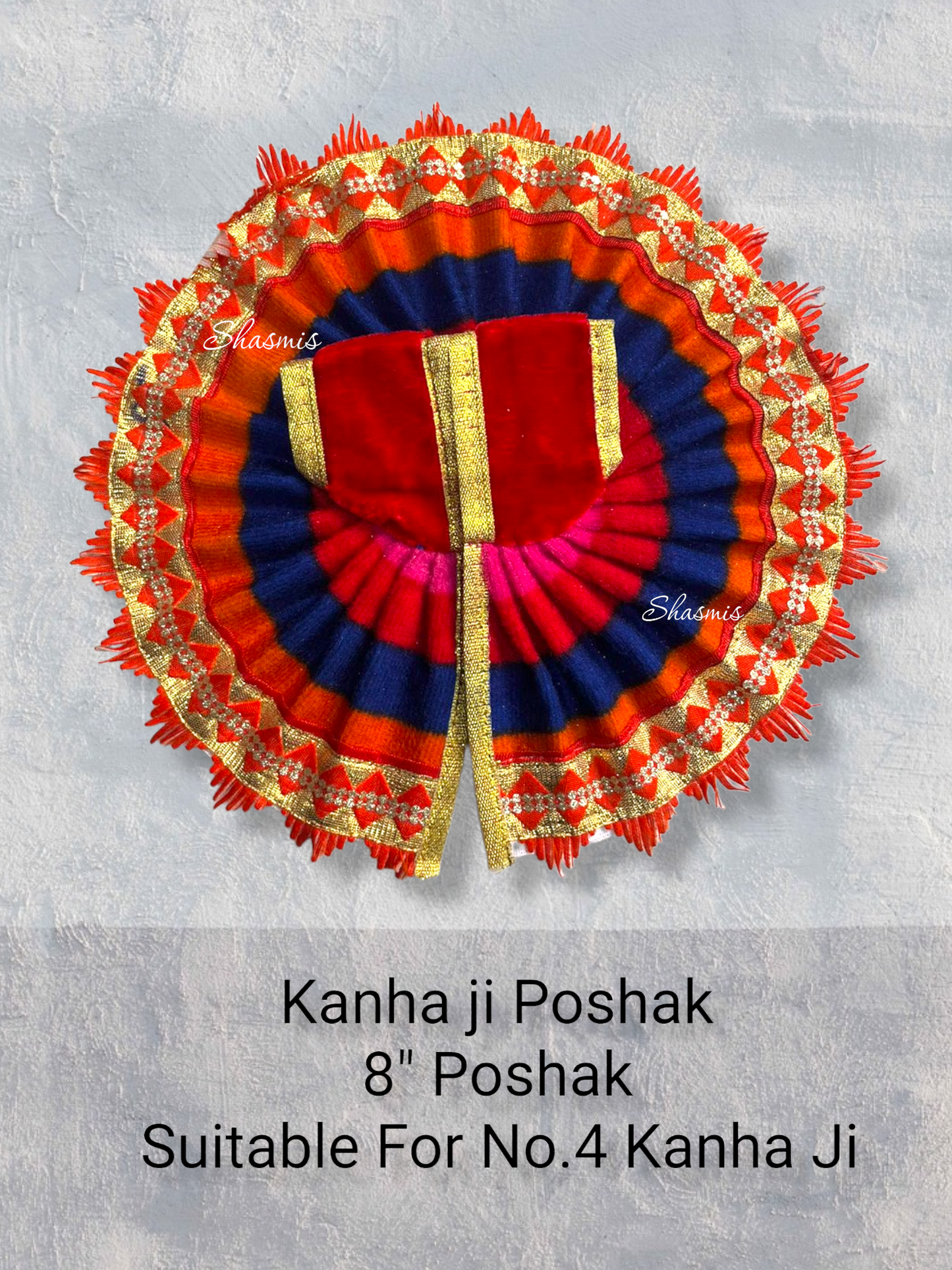 Orange Color Velvet Lace Kanha Ji Poshak