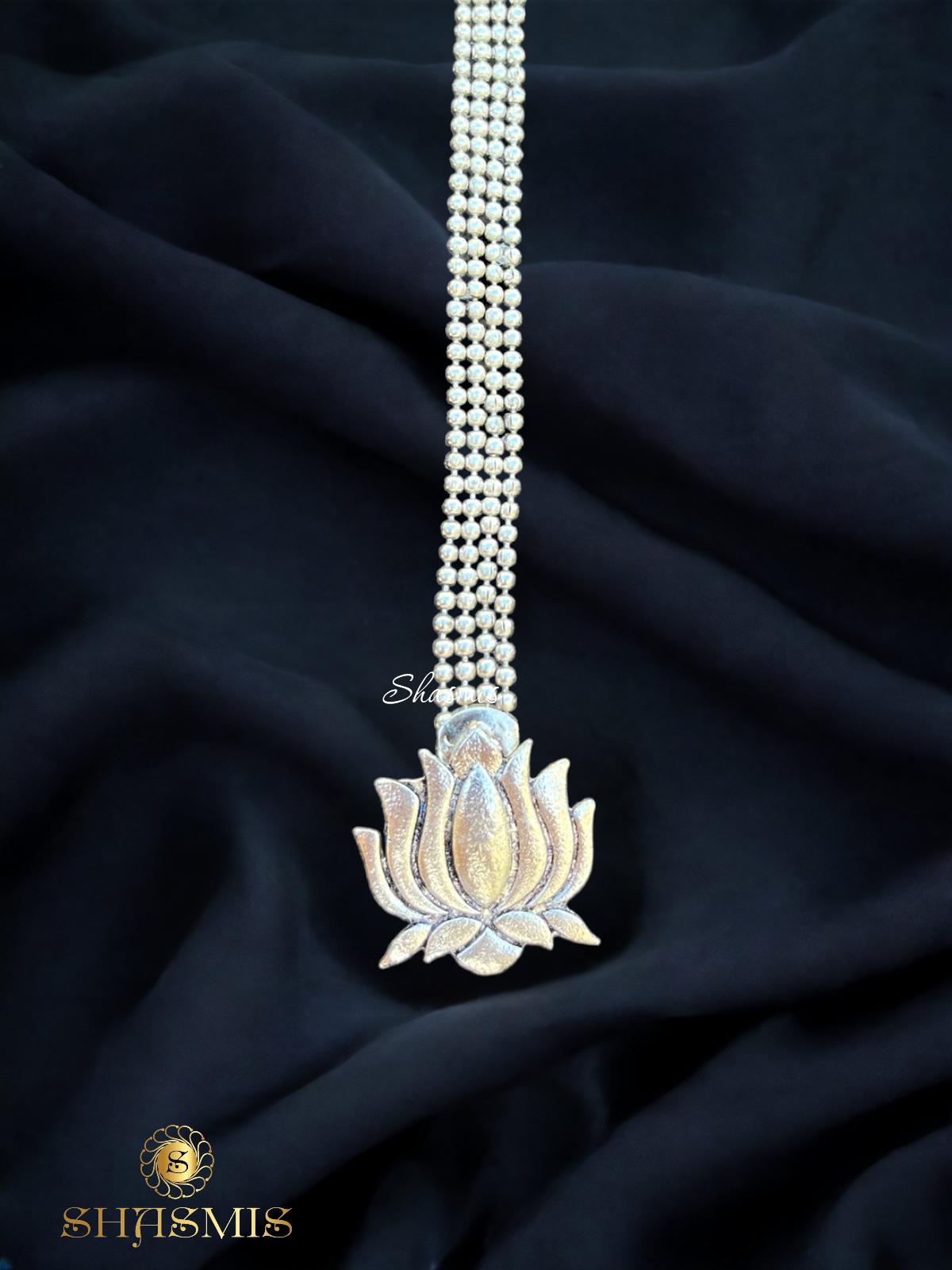 Lotus Design Silver Oxidised Mangtika