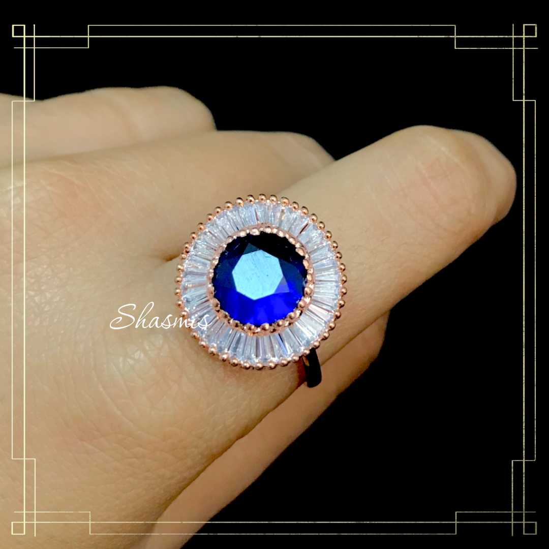 Blue Gemstone Diamond Ring